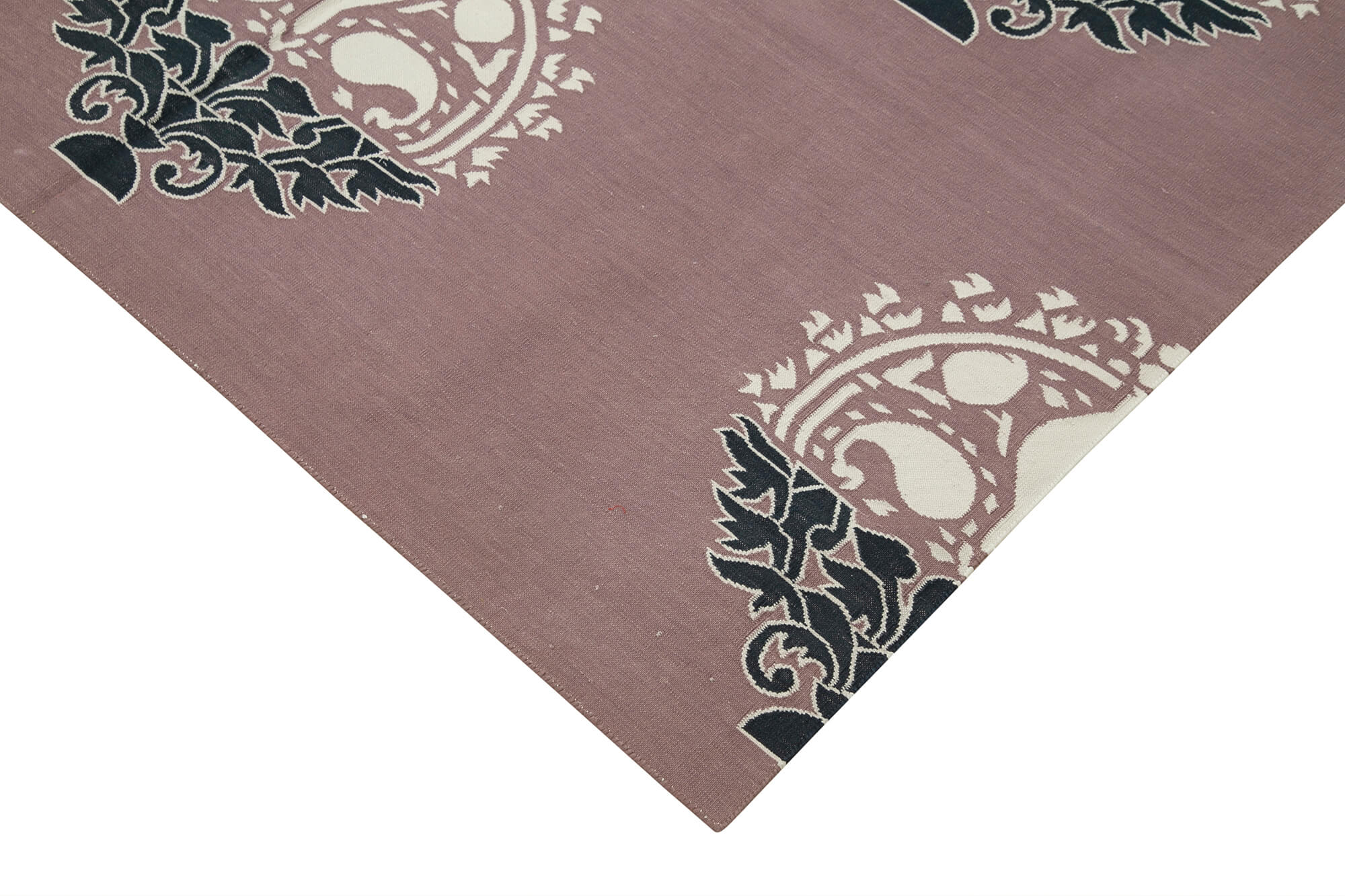 Handmade Area Rug – Purple Geometric Turkish Vintage Cotton Wool Carpet 5'0"x7'11"