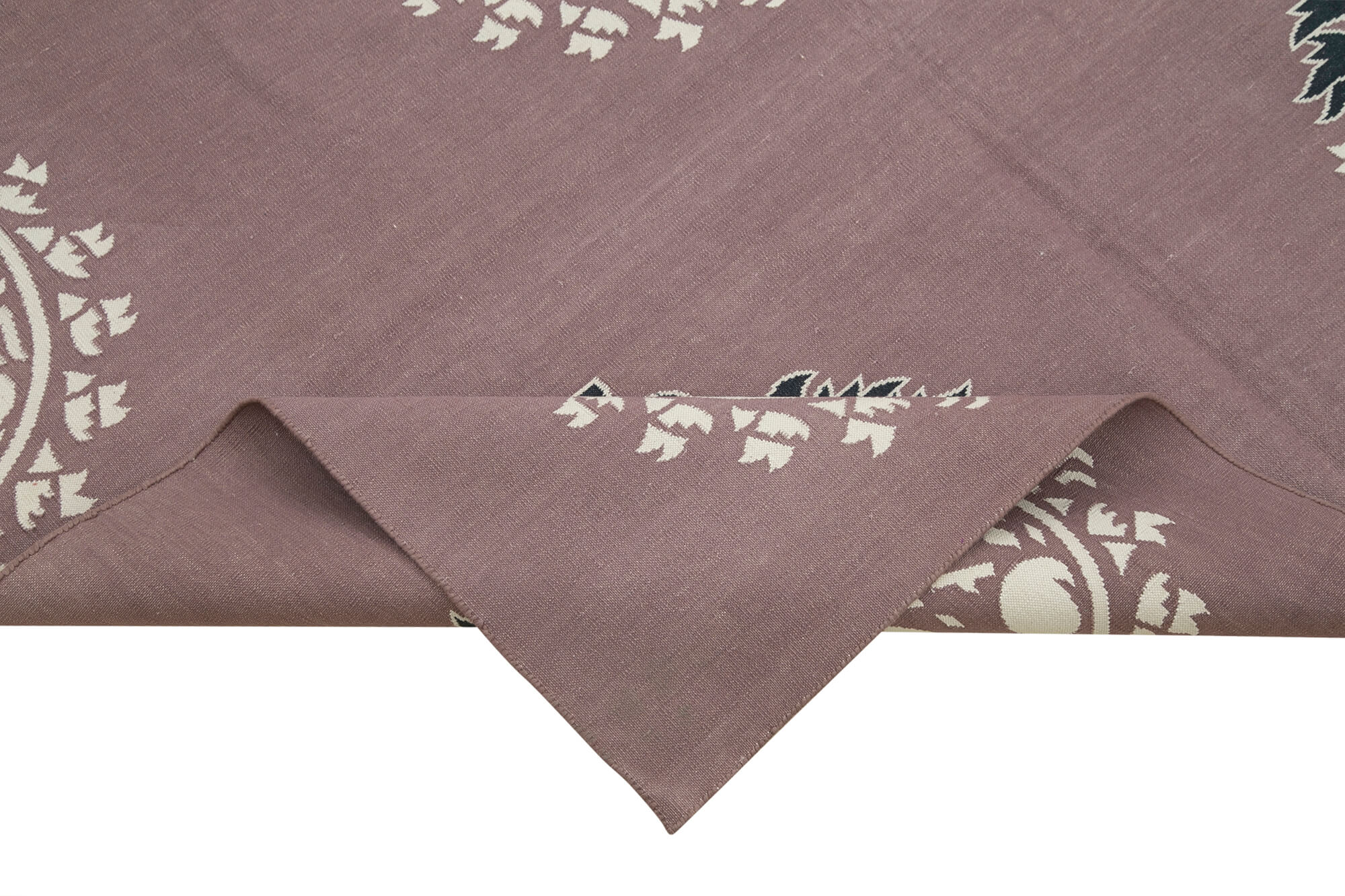 Handmade Area Rug – Purple Geometric Turkish Vintage Cotton Wool Carpet 5'0"x7'11"