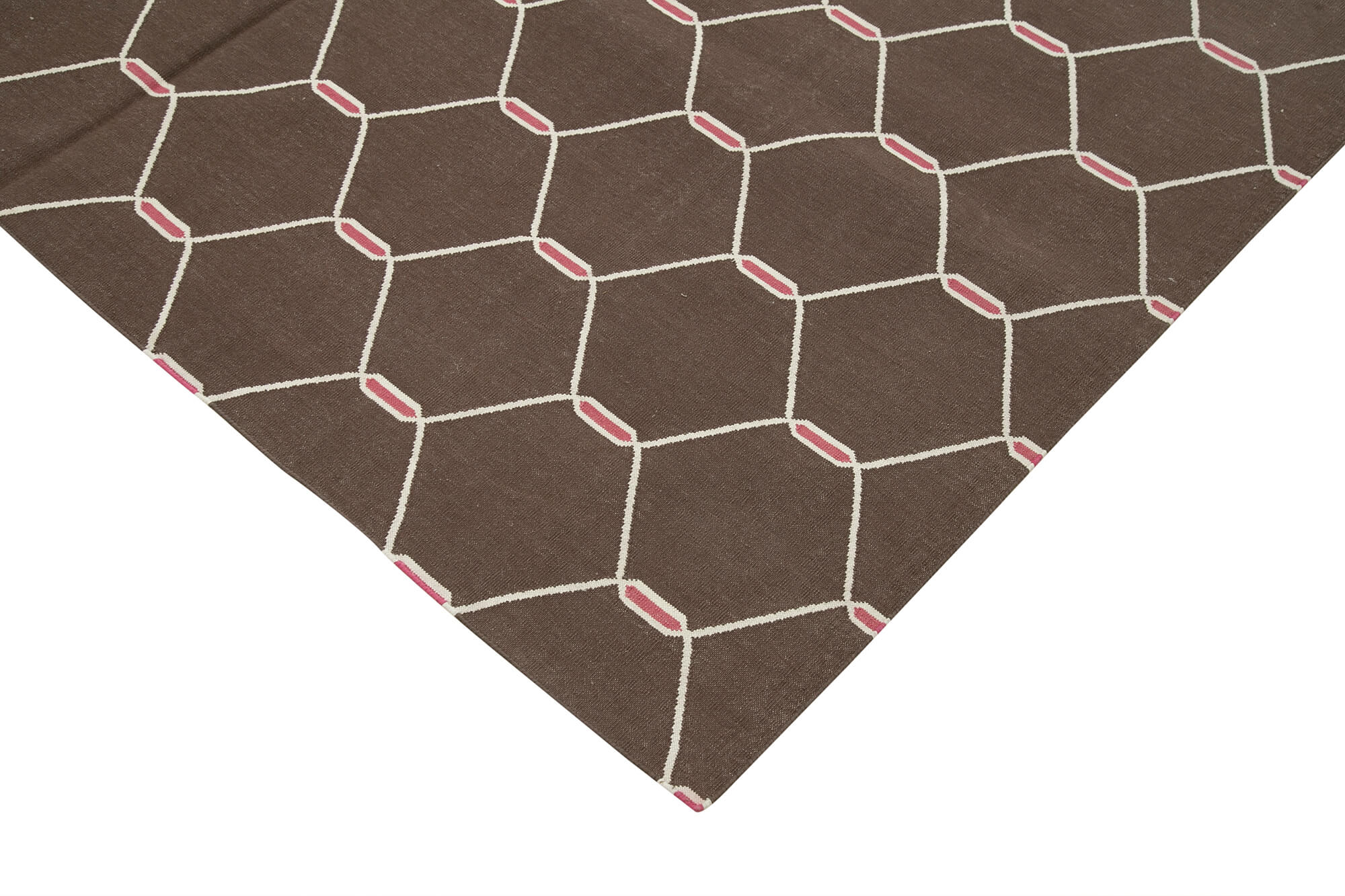 Handmade Wool Area Rug - Brown Geometric 6x9 Vintage Turkish Rug Carpet