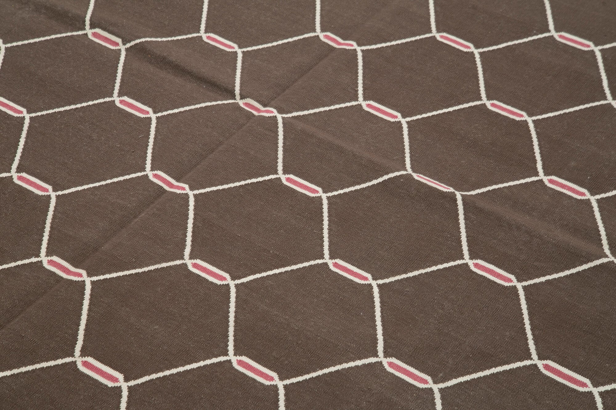 Handmade Wool Area Rug - Brown Geometric 6x9 Vintage Turkish Rug Carpet