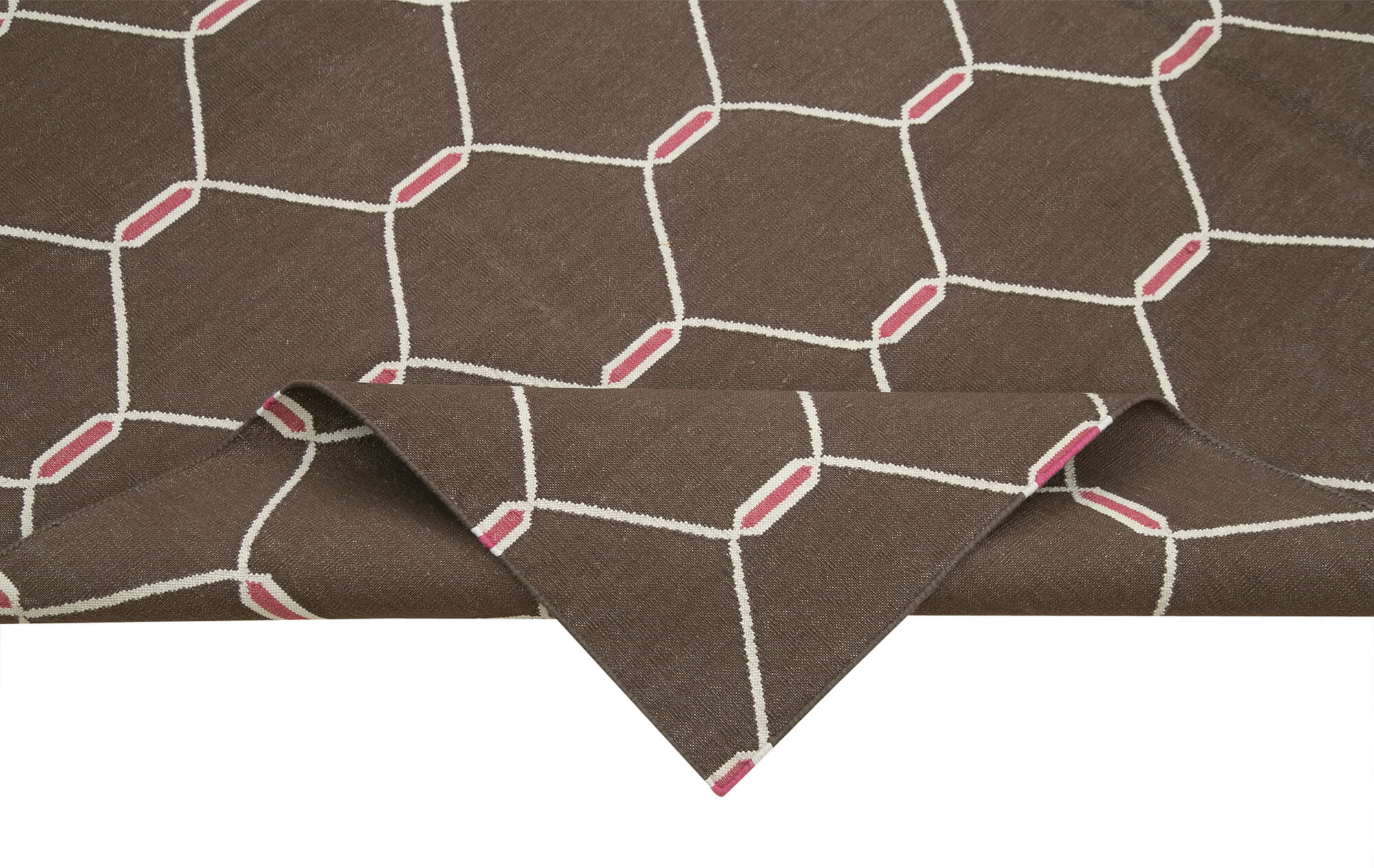 Handmade Wool Area Rug - Brown Geometric 6x9 Vintage Turkish Rug Carpet