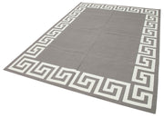 Handmade Wool Area Rug - Grey Geometric Carpet | Durable Cotton Wool Rug 6x9