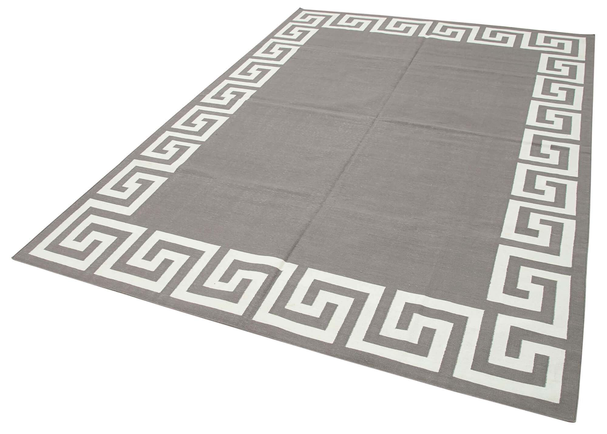 Handmade Wool Area Rug - Grey Geometric Carpet | Durable Cotton Wool Rug 6x9