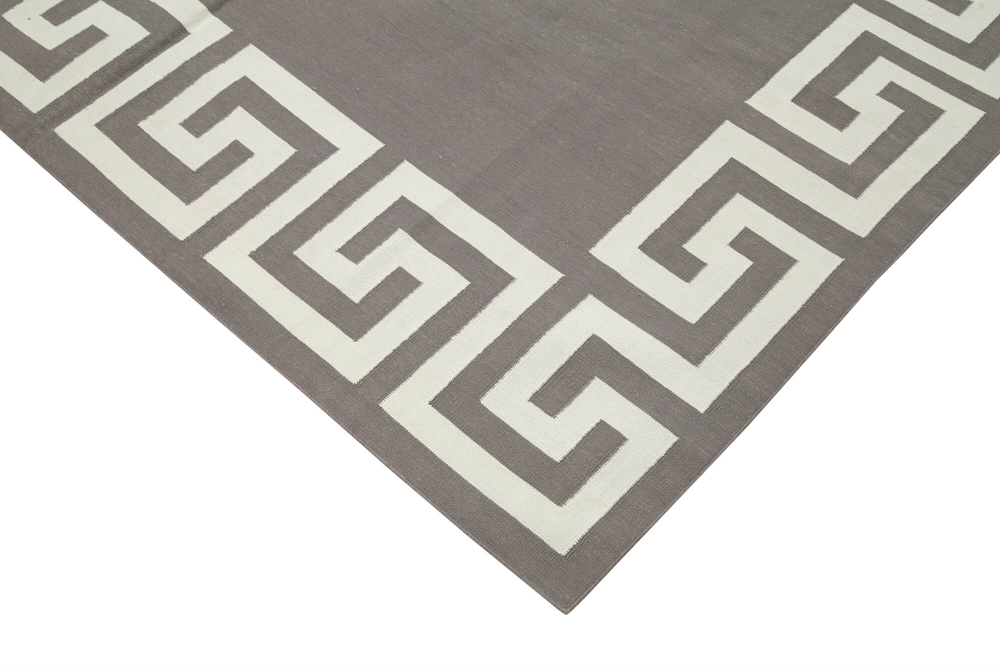 Handmade Wool Area Rug - Grey Geometric Carpet | Durable Cotton Wool Rug 6x9