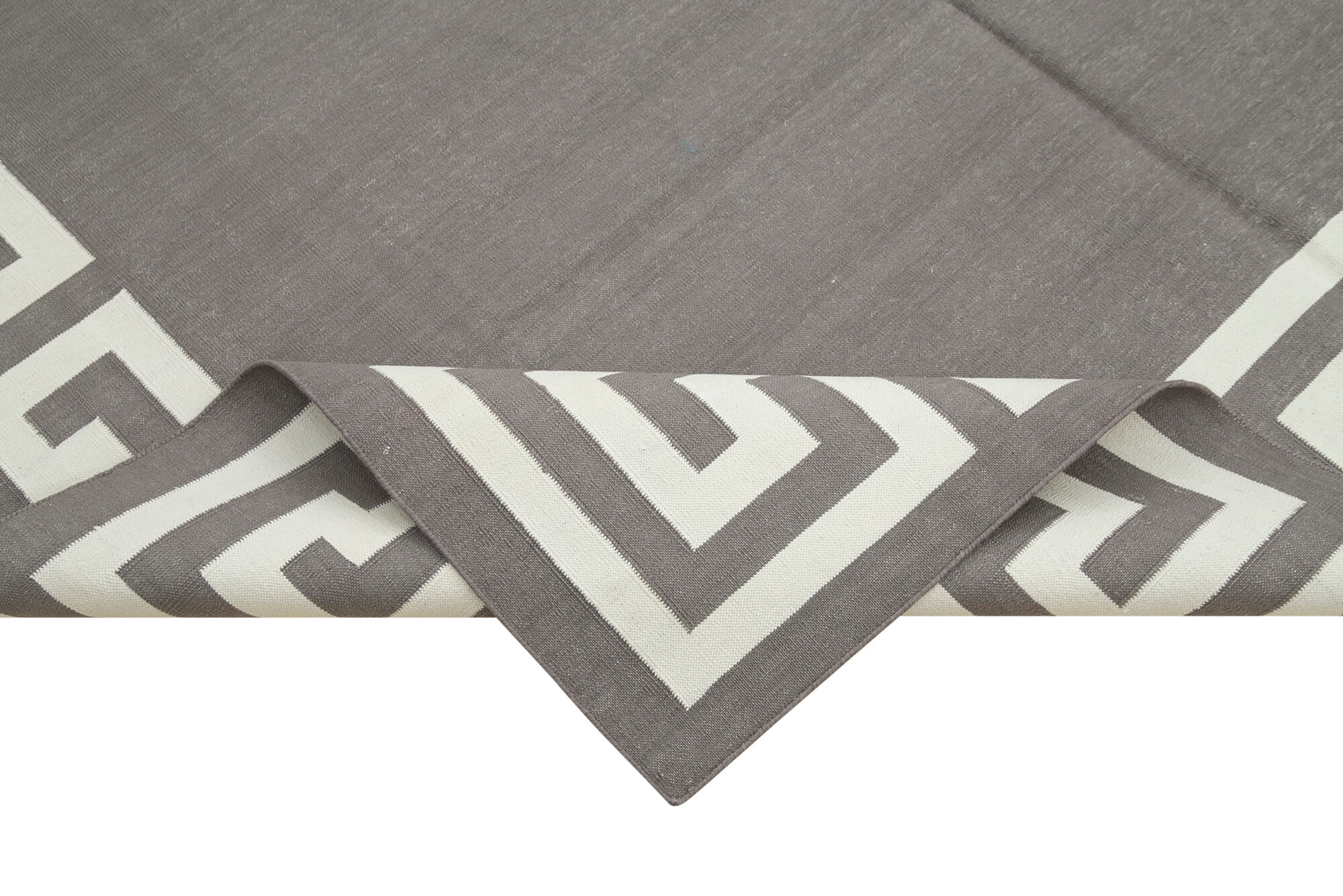 Handmade Wool Area Rug - Grey Geometric Carpet | Durable Cotton Wool Rug 6x9