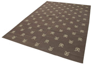 Handmade Area Rug - Brown Geometric Cotton Wool Soft Wool Carpet 6'1''x8'10''