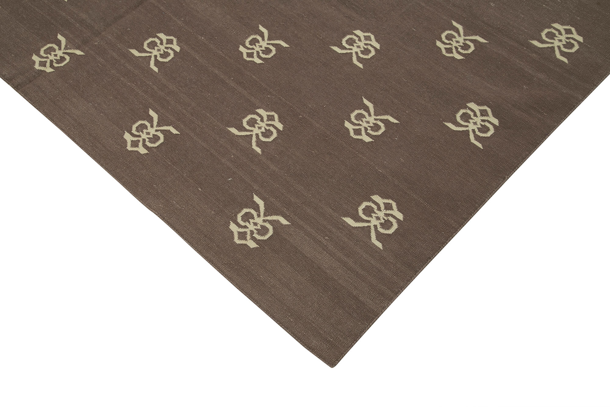 Handmade Area Rug - Brown Geometric Cotton Wool Soft Wool Carpet 6'1''x8'10''
