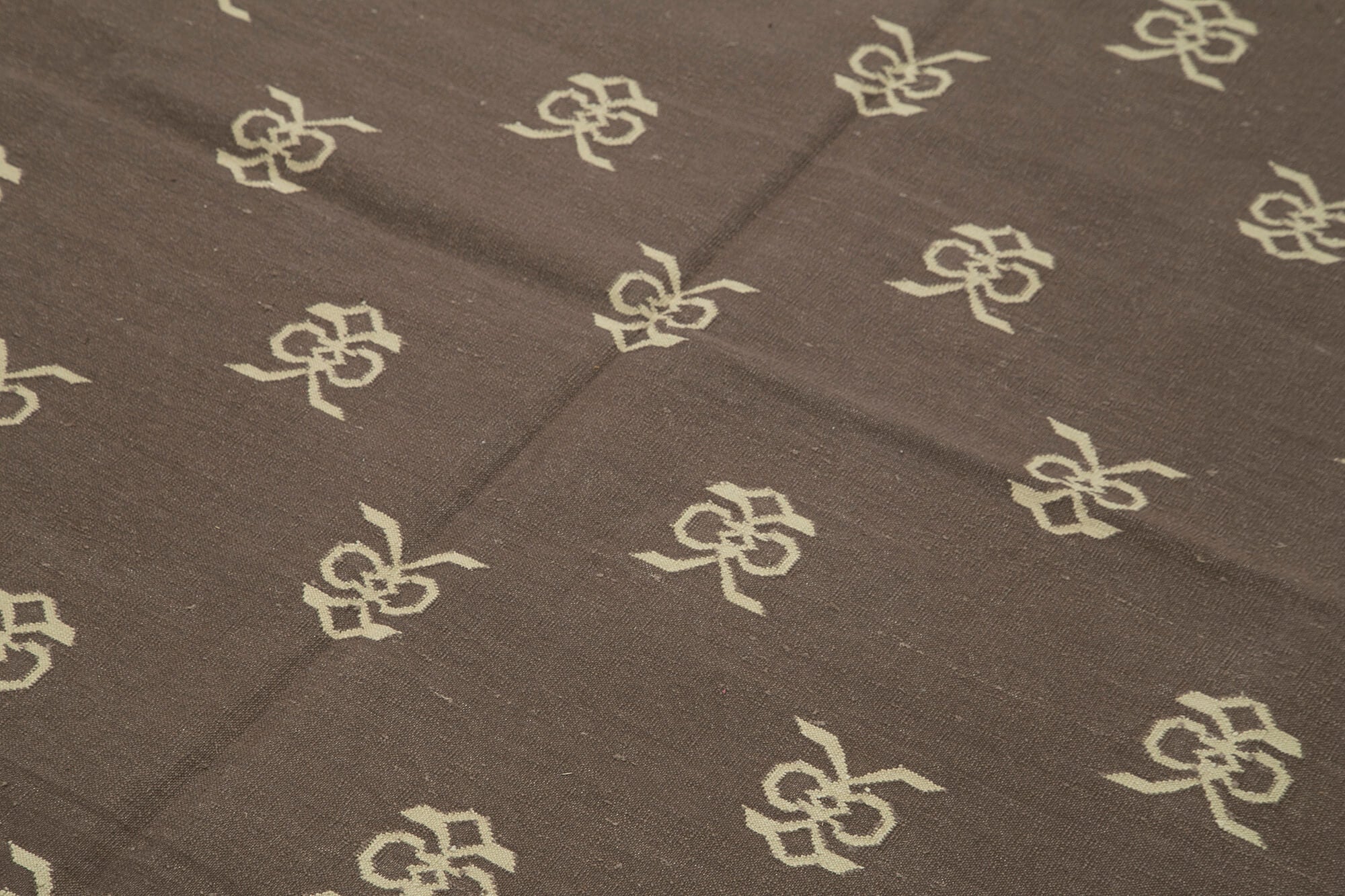 Handmade Area Rug - Brown Geometric Cotton Wool Soft Wool Carpet 6'1''x8'10''