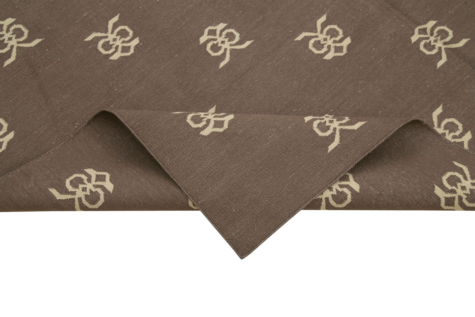 Handmade Area Rug - Brown Geometric Cotton Wool Soft Wool Carpet 6'1''x8'10''