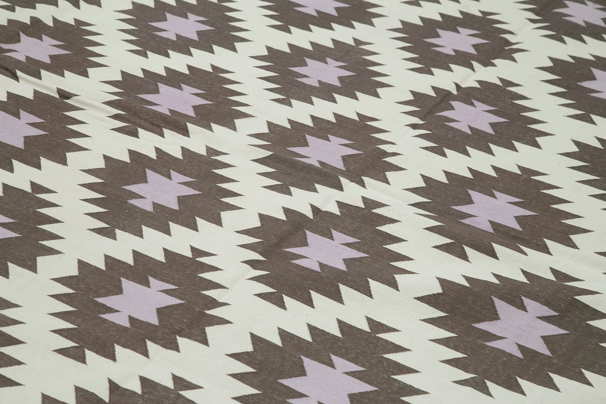 Handmade Area Rug - Brown Geometric Cotton Wool Durable Turkish Wool Carpet 9'9''x13'4''