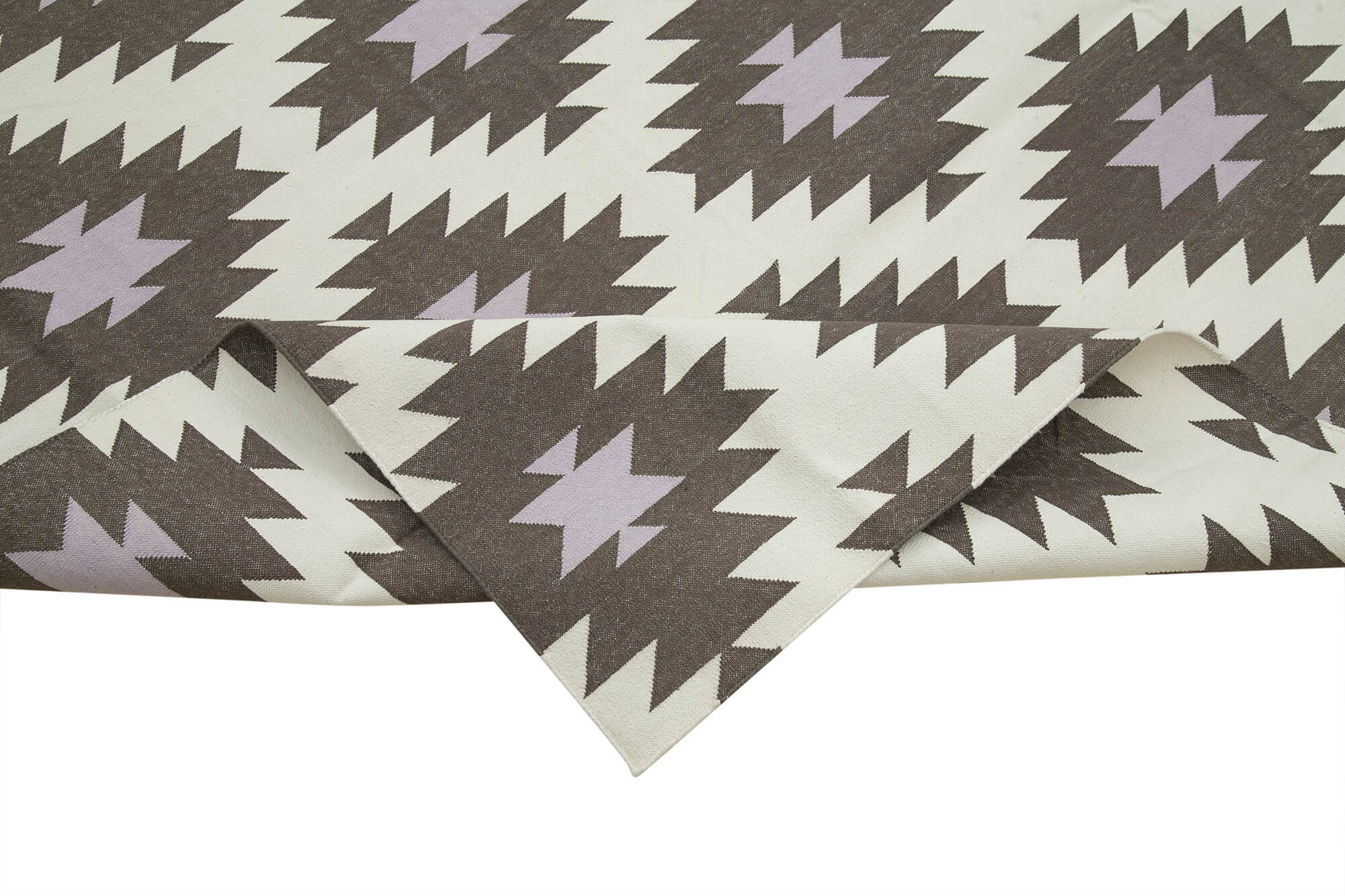 Handmade Area Rug - Brown Geometric Cotton Wool Durable Turkish Wool Carpet 9'9''x13'4''