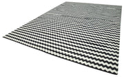 Handmade Wool Area Rug | Vintage Turkish Carpet - Durable Black Geometric Rug 10x14