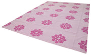 Handmade Wool Area Rug - Turkish Hand Knotted Pink Geometric Area Rug Cotton Wool 10'3''x13'9''