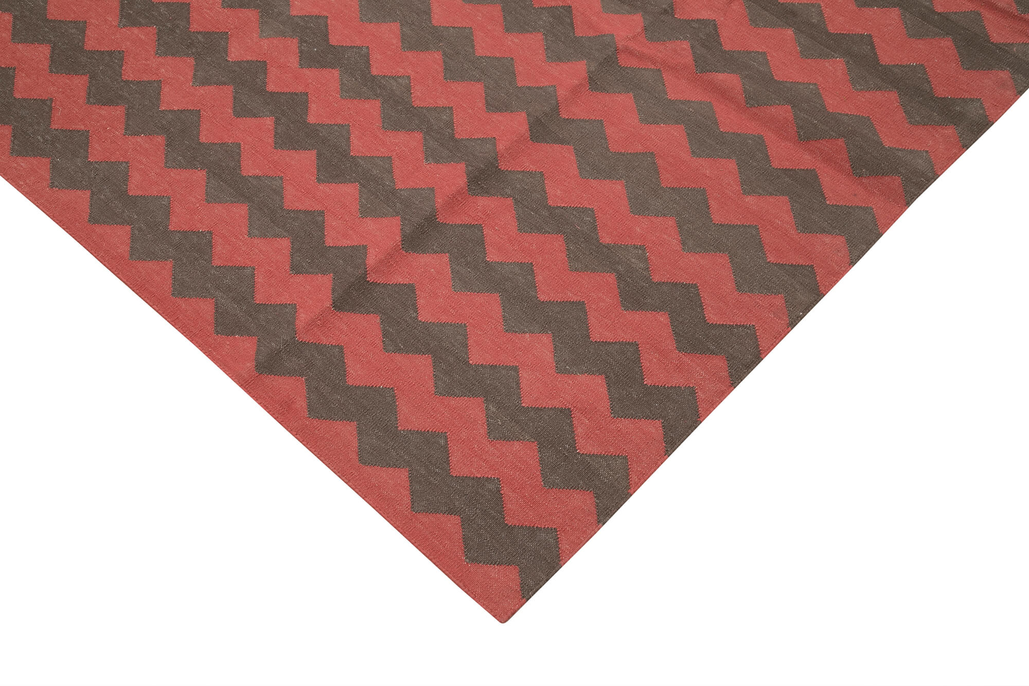 Duri Brown Geometric Cotton Wool Handmade Area Rug 10'0'' x 13'9''