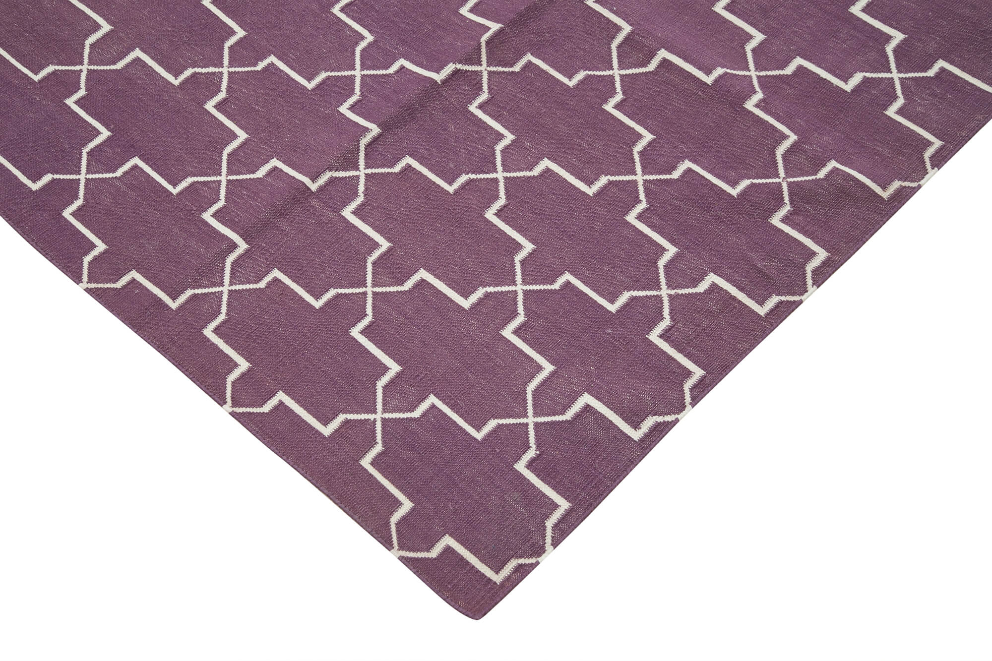 Handmade Wool Area Rug – Purple Geometric Cotton Wool Rug 10'2''x13'9''