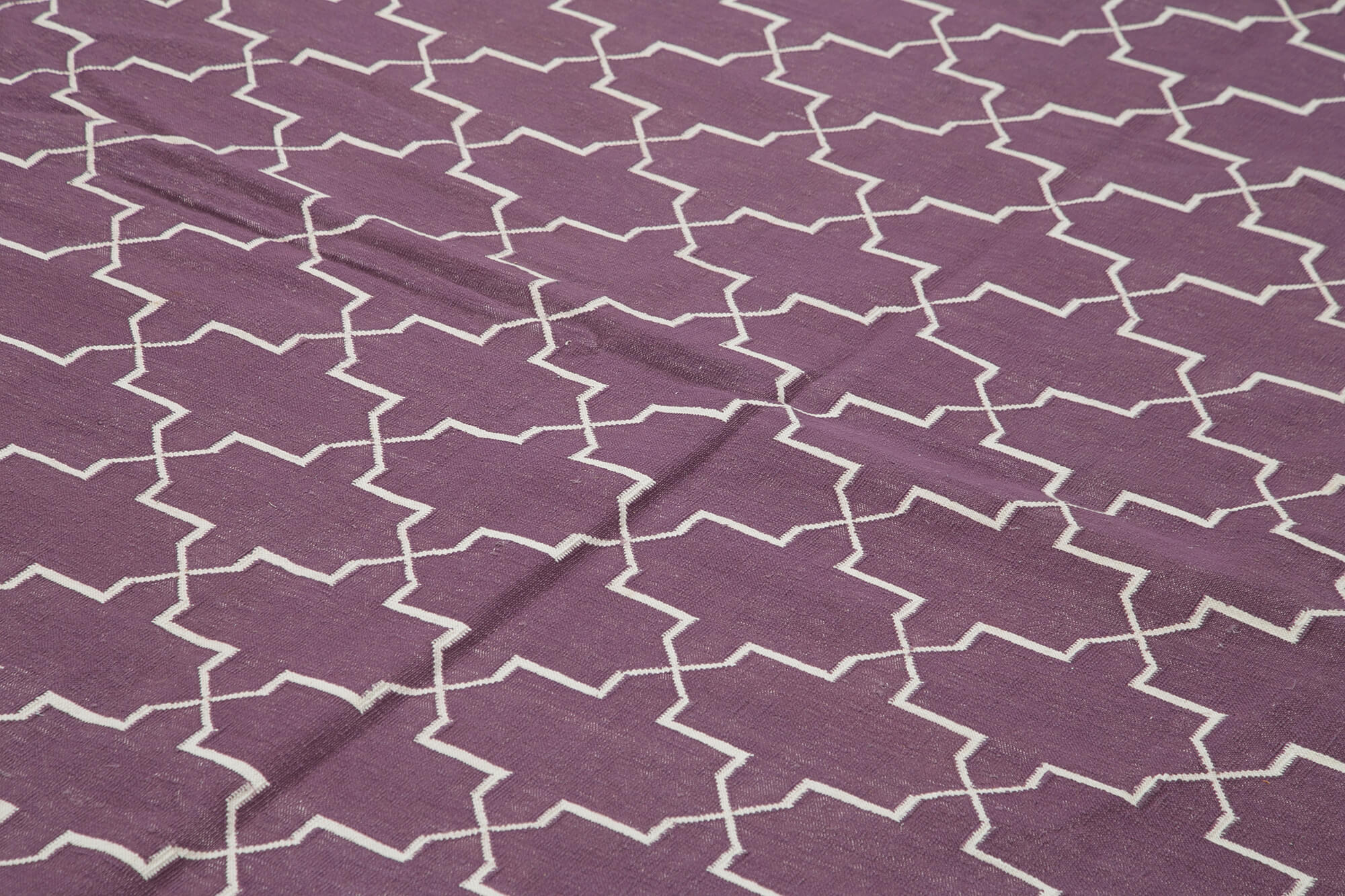 Handmade Wool Area Rug – Purple Geometric Cotton Wool Rug 10'2''x13'9''