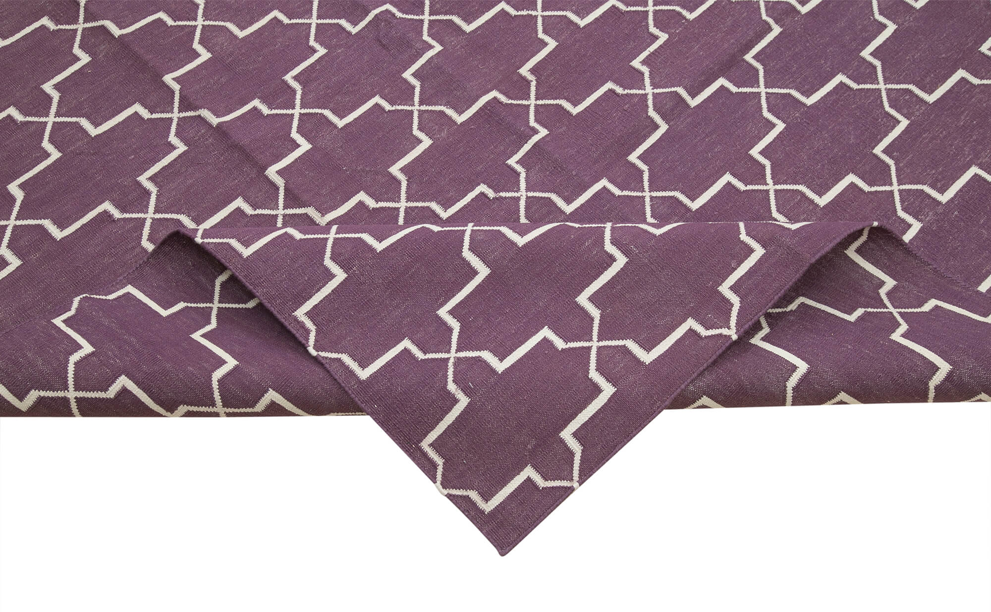 Handmade Wool Area Rug – Purple Geometric Cotton Wool Rug 10'2''x13'9''