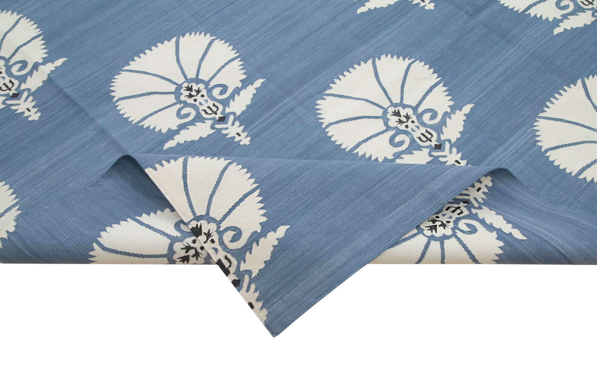 Duri Blue Geometric Cotton Wool Handmade Area Rug 10'2'' x 14'1''