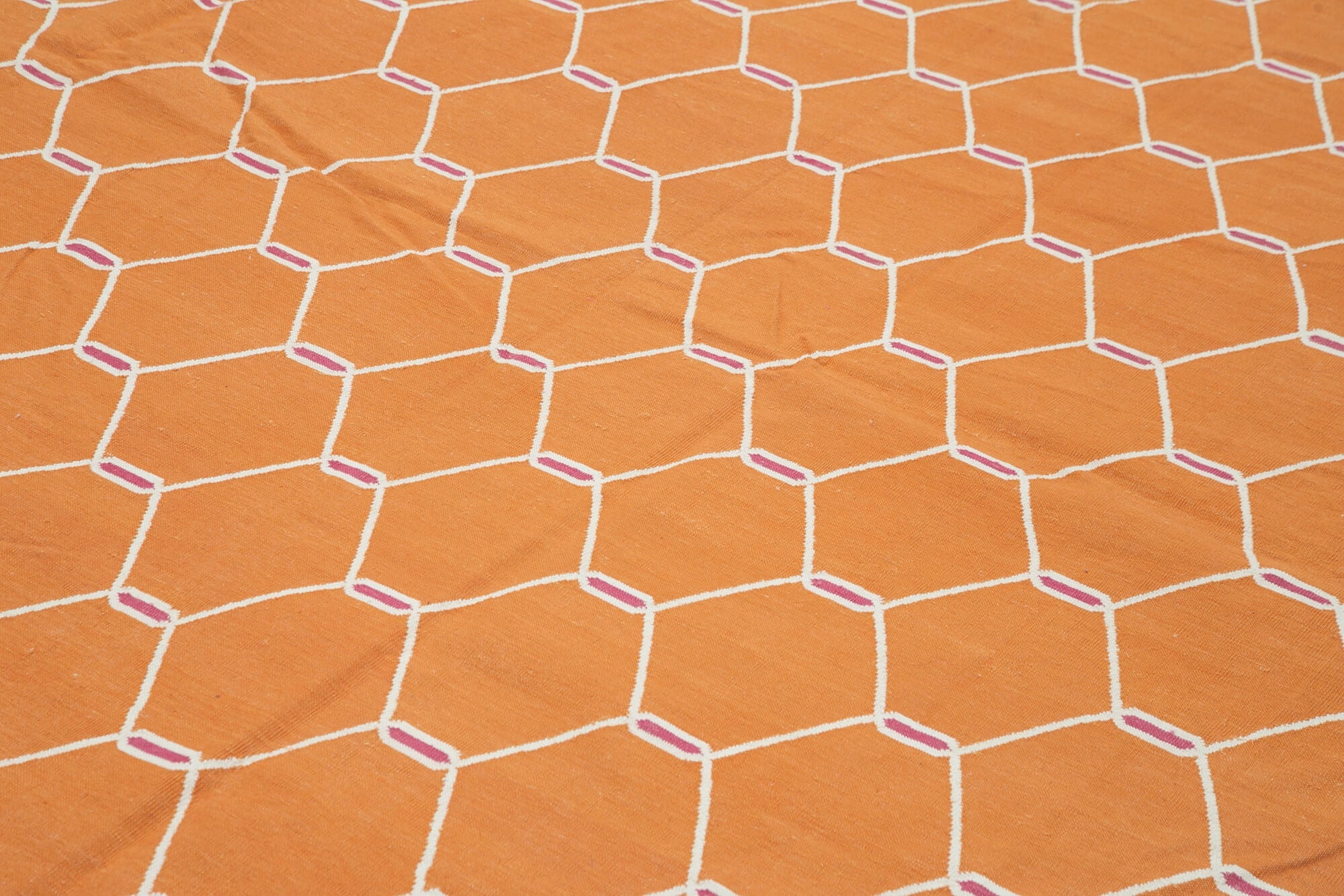 Handmade Area Rug – Orange Geometric Cotton Wool Soft Floor Carpet 10'2"x13'10"