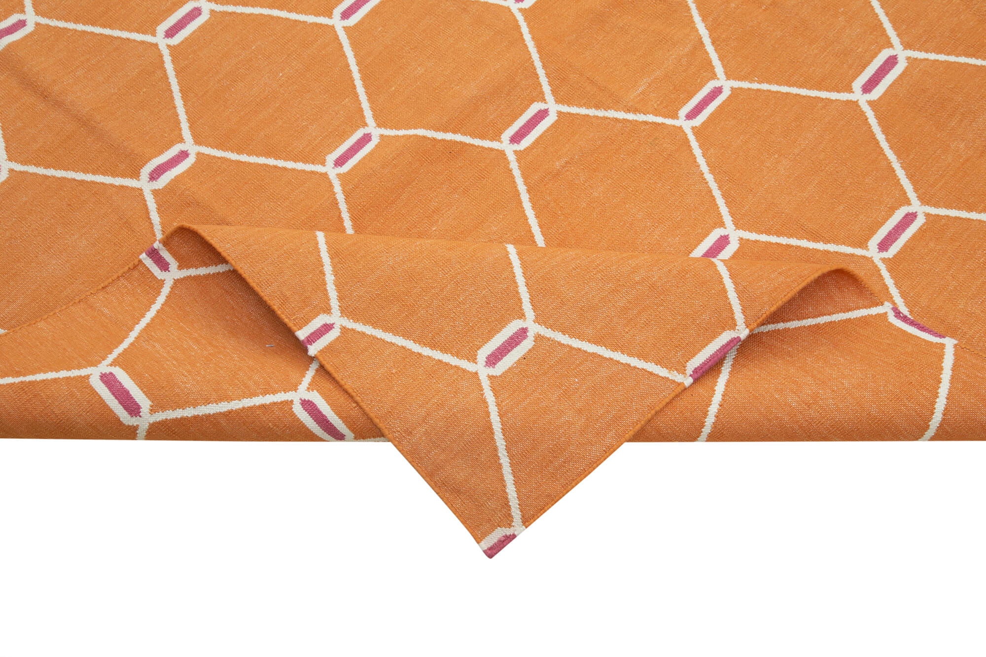Handmade Area Rug – Orange Geometric Cotton Wool Soft Floor Carpet 10'2"x13'10"