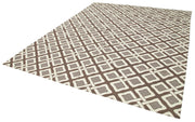 Handmade Wool Area Rug - Geometric Pattern Brown Cotton Wool Rug 7'11" x 9'11"