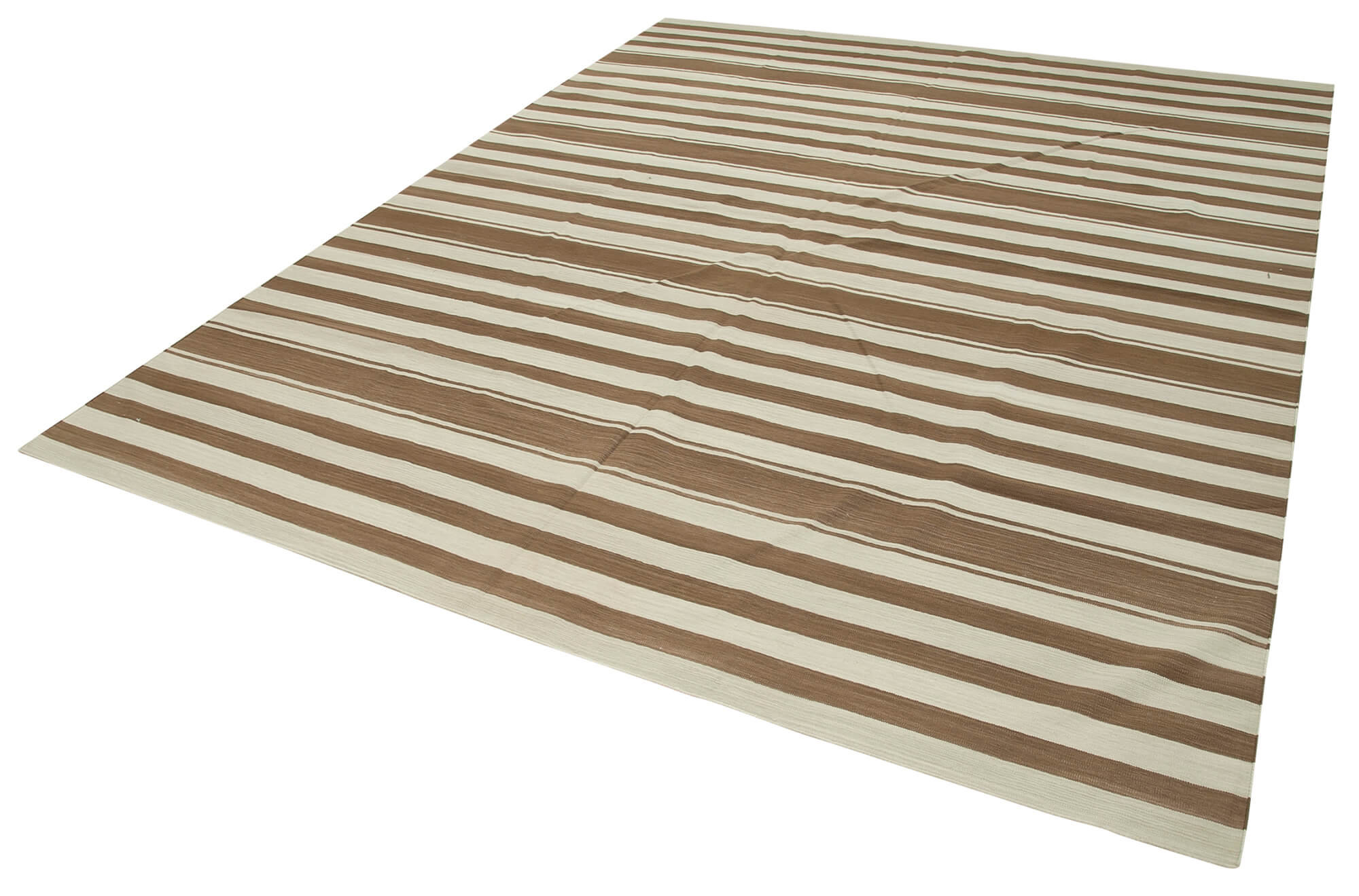 Handmade Wool Area Rug – Brown Geometric Cotton Wool Rug 7'10"x10' Durable Soft