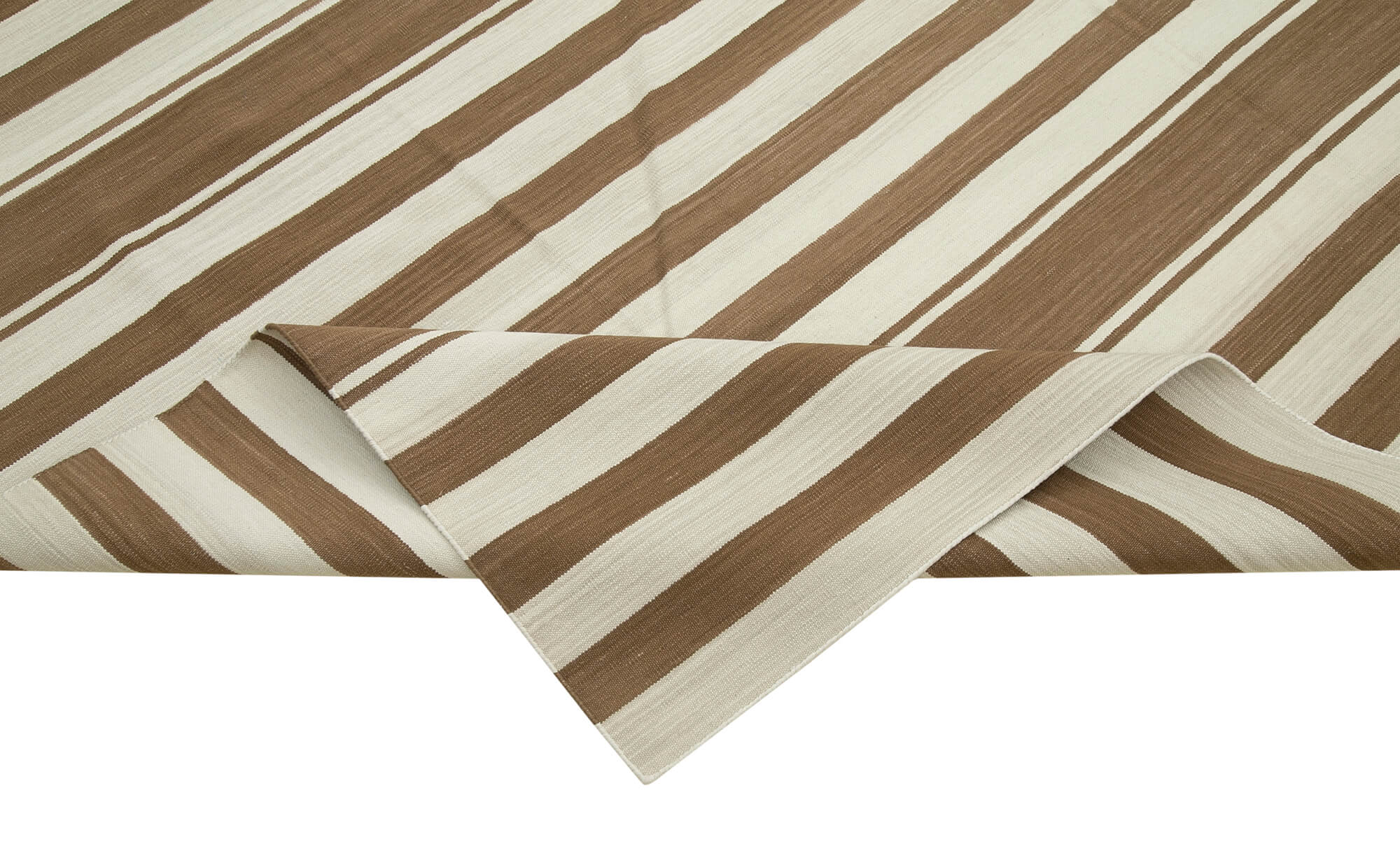 Handmade Wool Area Rug – Brown Geometric Cotton Wool Rug 7'10"x10' Durable Soft