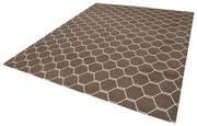 Handmade Area Rug – Brown Geometric Cotton Wool Rug 8'0'' x 9'10'' for Living Room