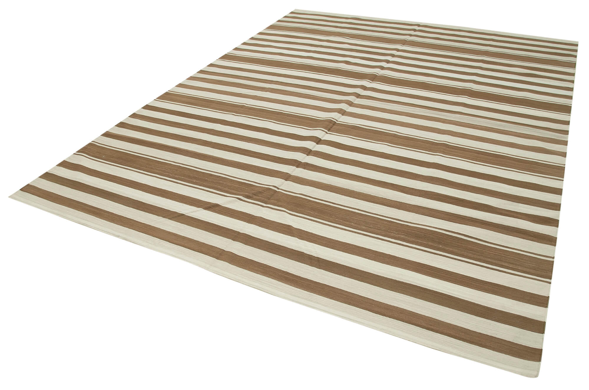 Handmade Wool Area Rug – Brown Geometric Design Cotton Wool Rug 7'10''x10'1''
