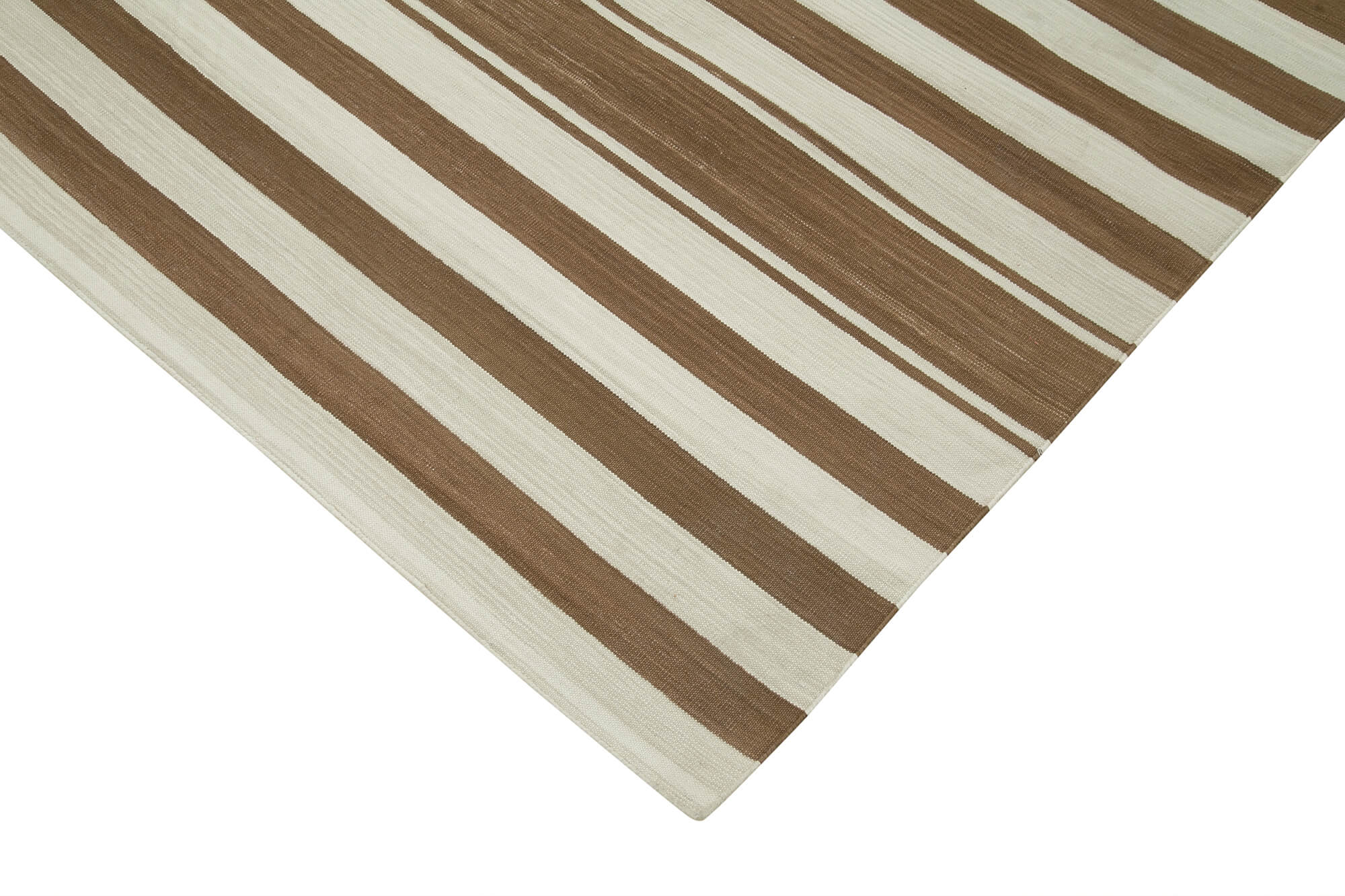 Handmade Wool Area Rug – Brown Geometric Design Cotton Wool Rug 7'10''x10'1''