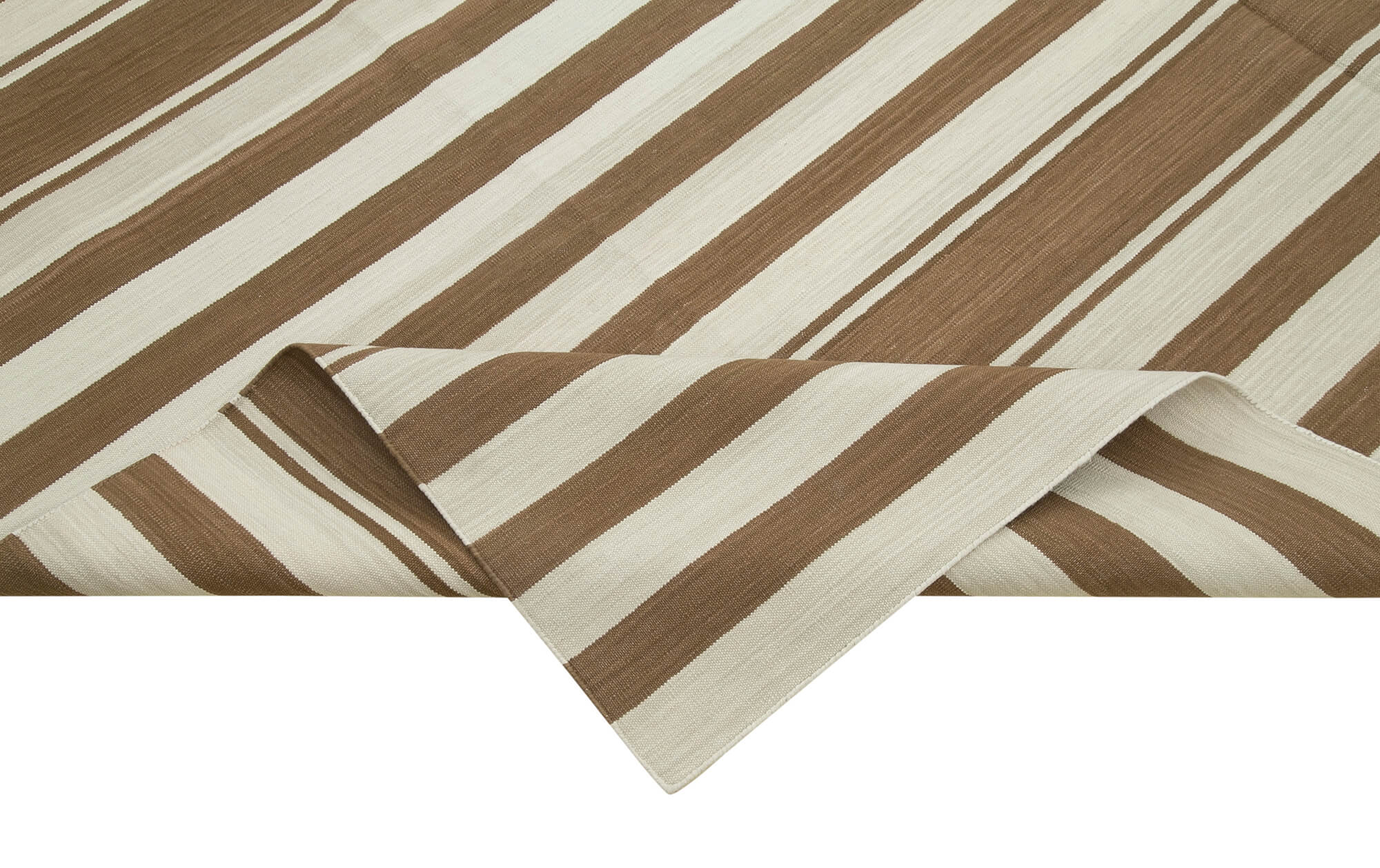 Handmade Wool Area Rug – Brown Geometric Design Cotton Wool Rug 7'10''x10'1''