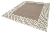 Handmade Area Rug – Brown Geometric Cotton Wool Turkish Wool Rug 8'1''x9'10''
