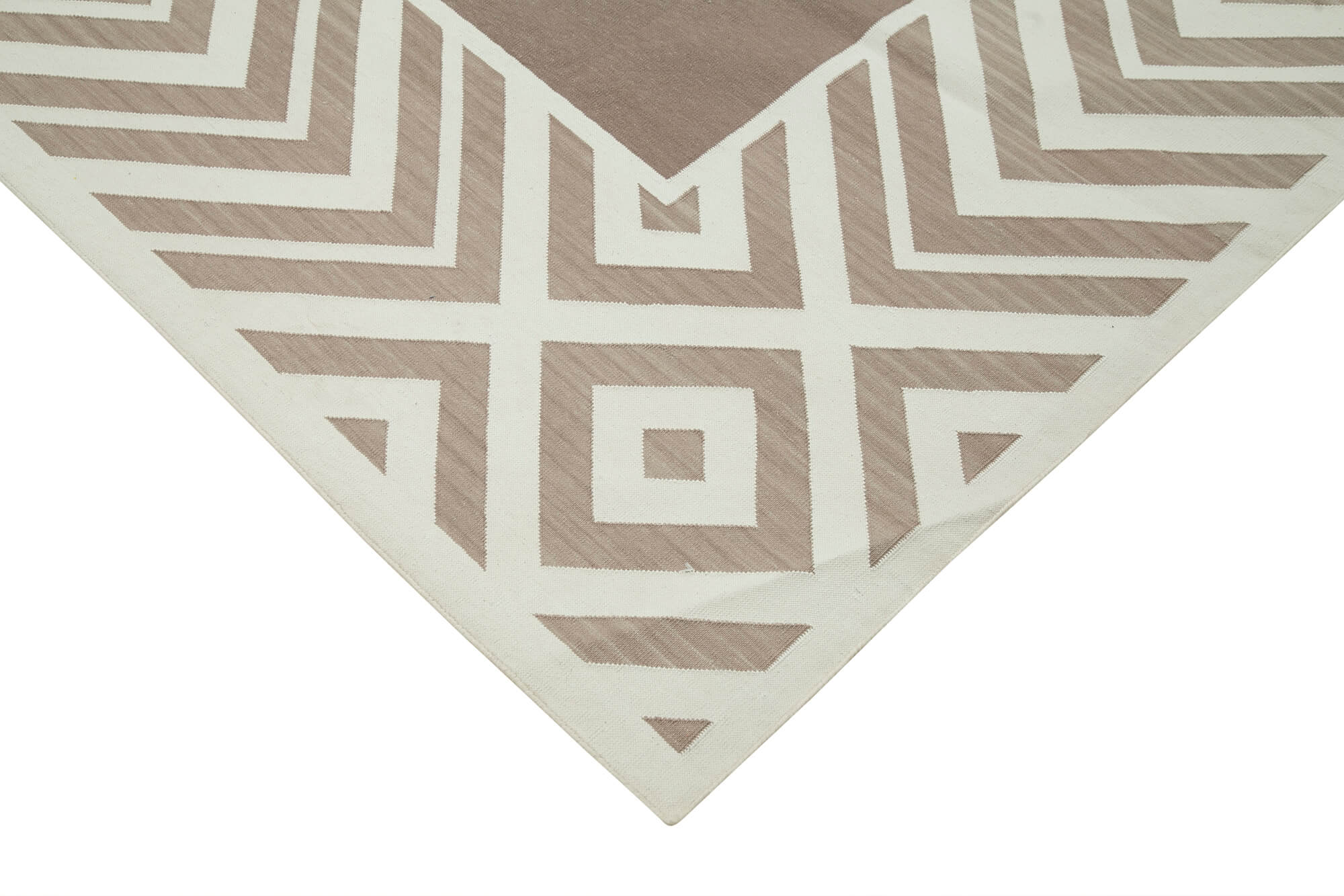Handmade Area Rug – Brown Geometric Cotton Wool Turkish Wool Rug 8'1''x9'10''
