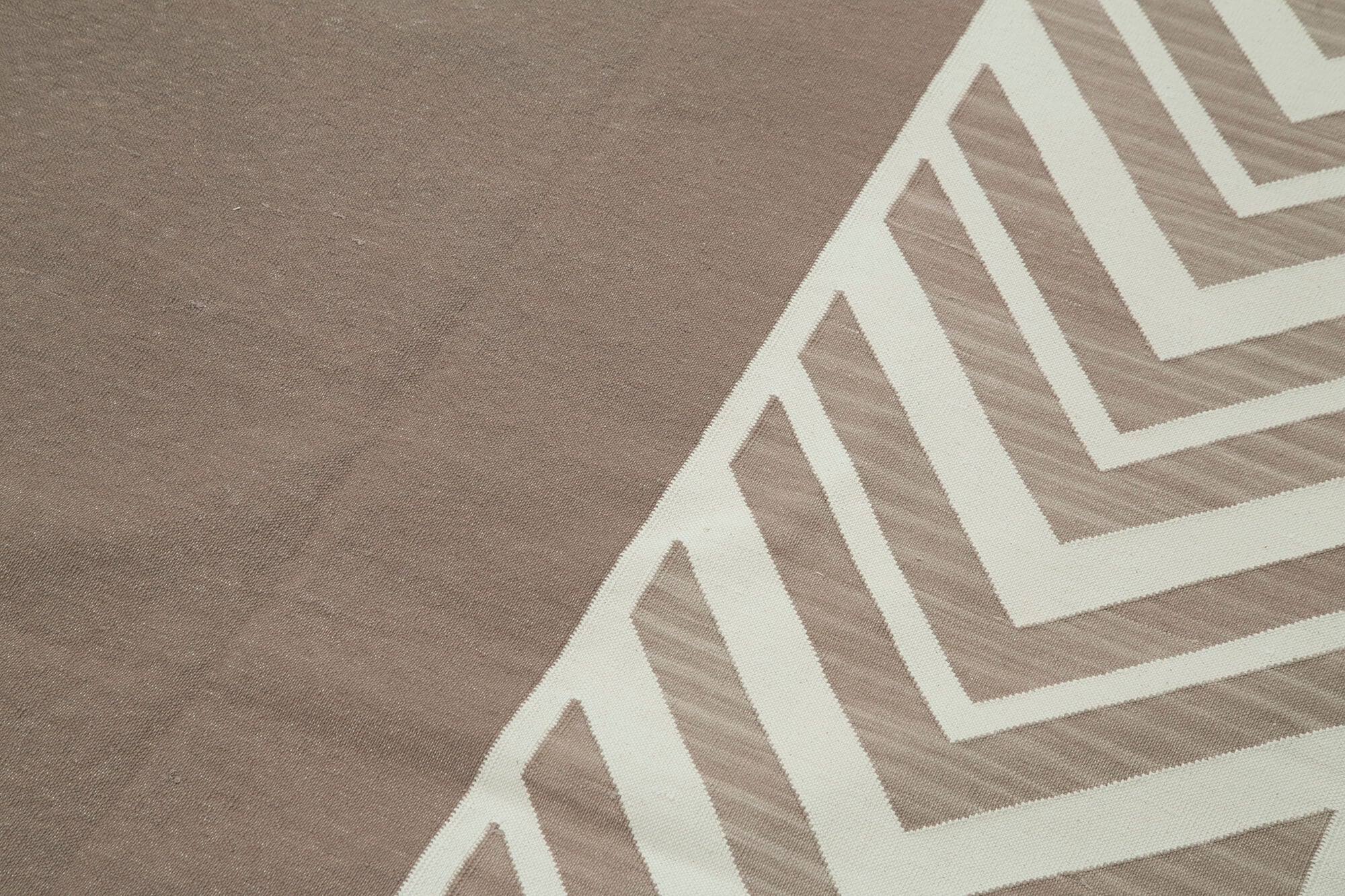 Handmade Area Rug – Brown Geometric Cotton Wool Turkish Wool Rug 8'1''x9'10''