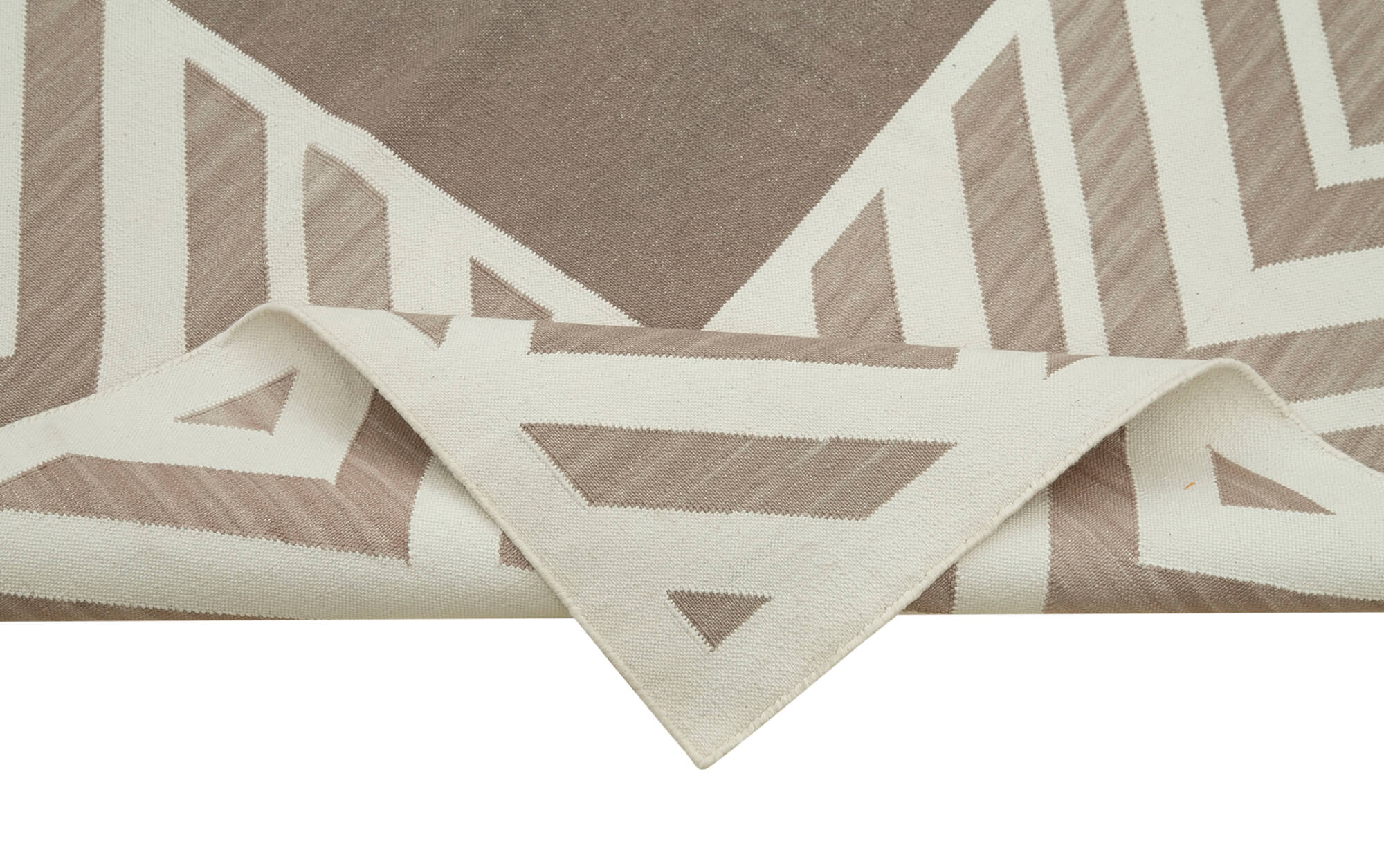 Handmade Area Rug – Brown Geometric Cotton Wool Turkish Wool Rug 8'1''x9'10''