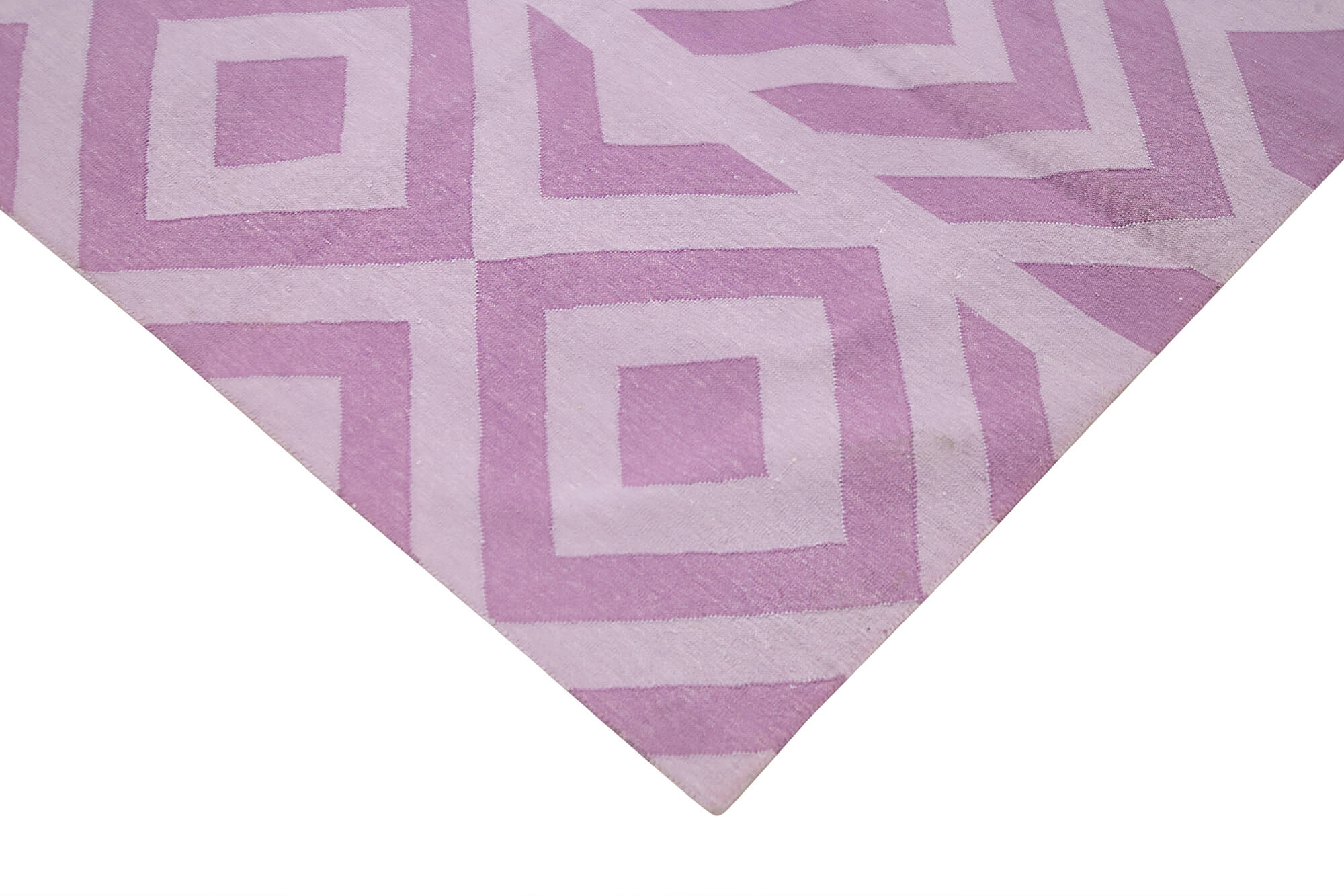Handmade Wool Area Rug - Purple Geometric Cotton Wool Rug 7'11'' x 9'8''