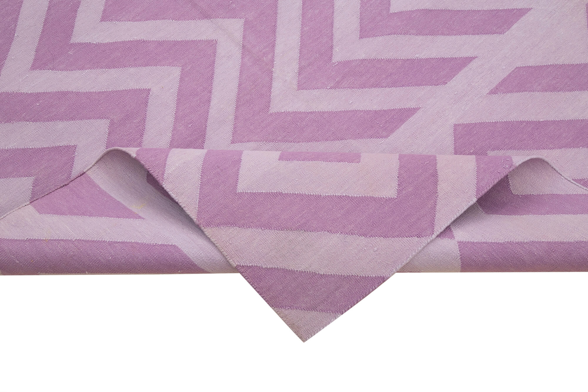 Handmade Wool Area Rug - Purple Geometric Cotton Wool Rug 7'11'' x 9'8''