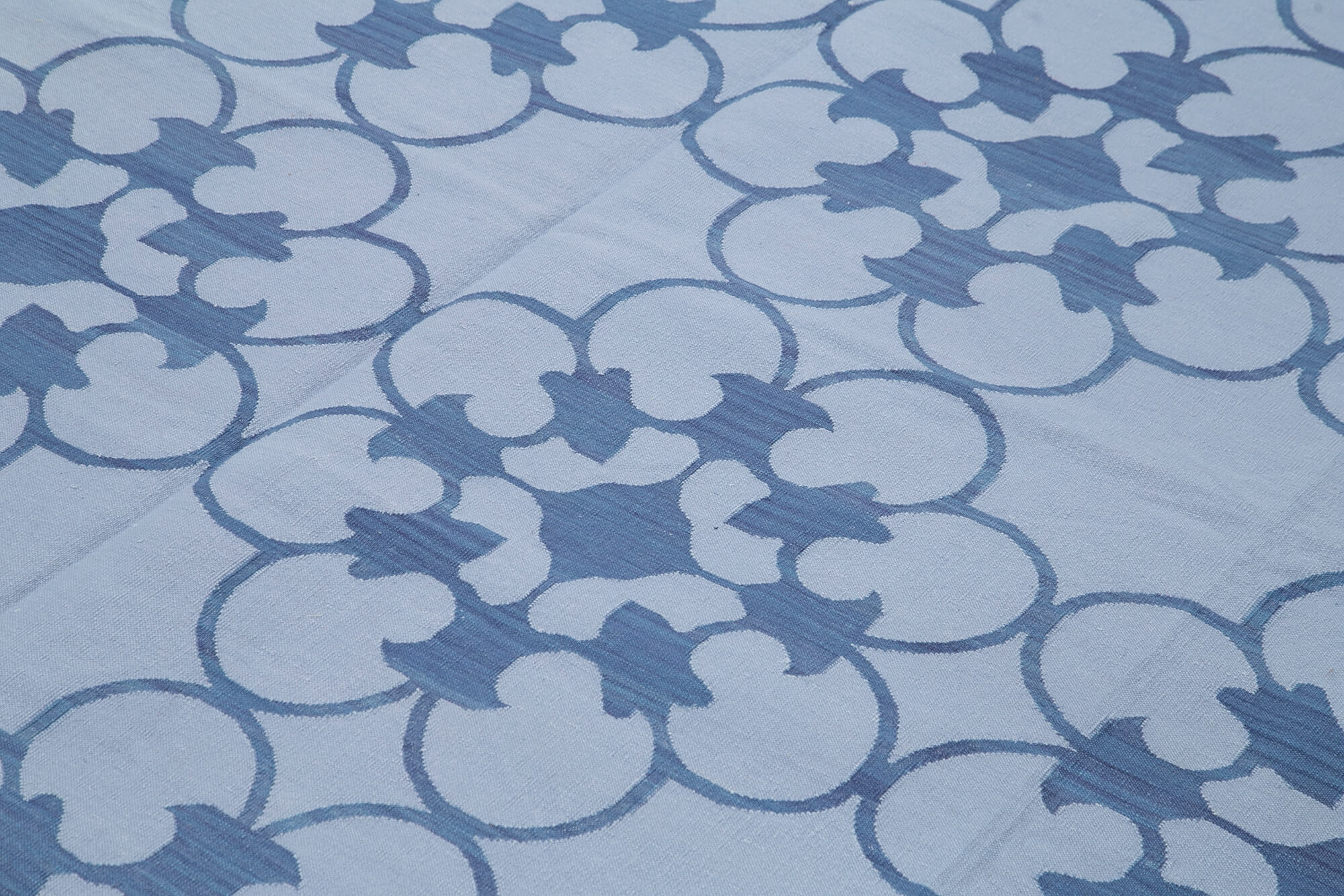 Handmade Area Rug - Blue Geometric Cotton Wool Carpet 8'1''x10'0'' | Authentic Turkish Design