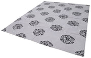 Handmade Wool Area Rug - Purple Geometric Style Carpet 7'10"x9'10" Cotton Wool Blend