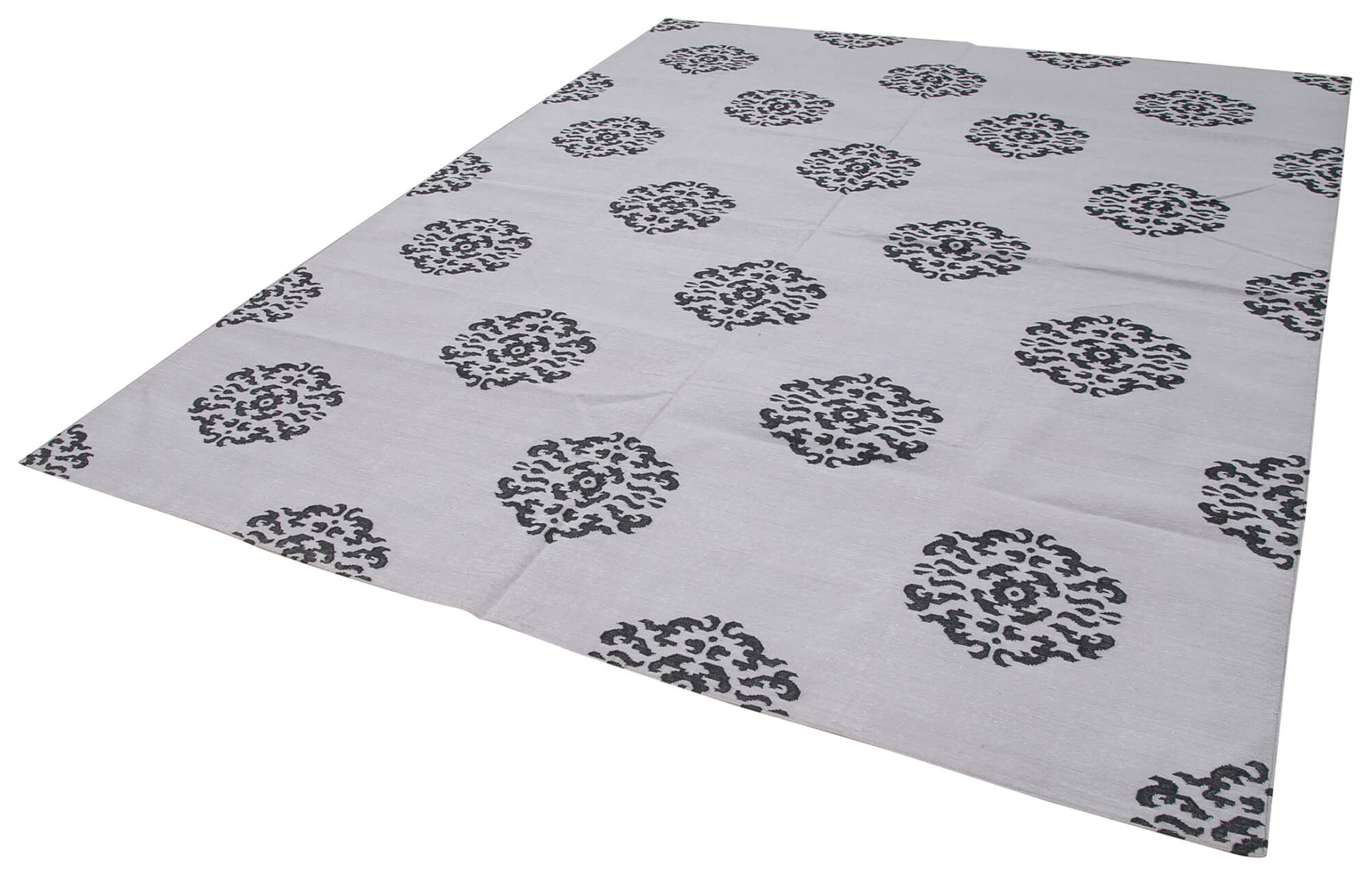 Handmade Wool Area Rug - Purple Geometric Style Carpet 7'10"x9'10" Cotton Wool Blend