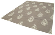Handmade Area Rug - Brown Geometric Design Cotton Wool Rug 8'x10' Durable Floor Covering