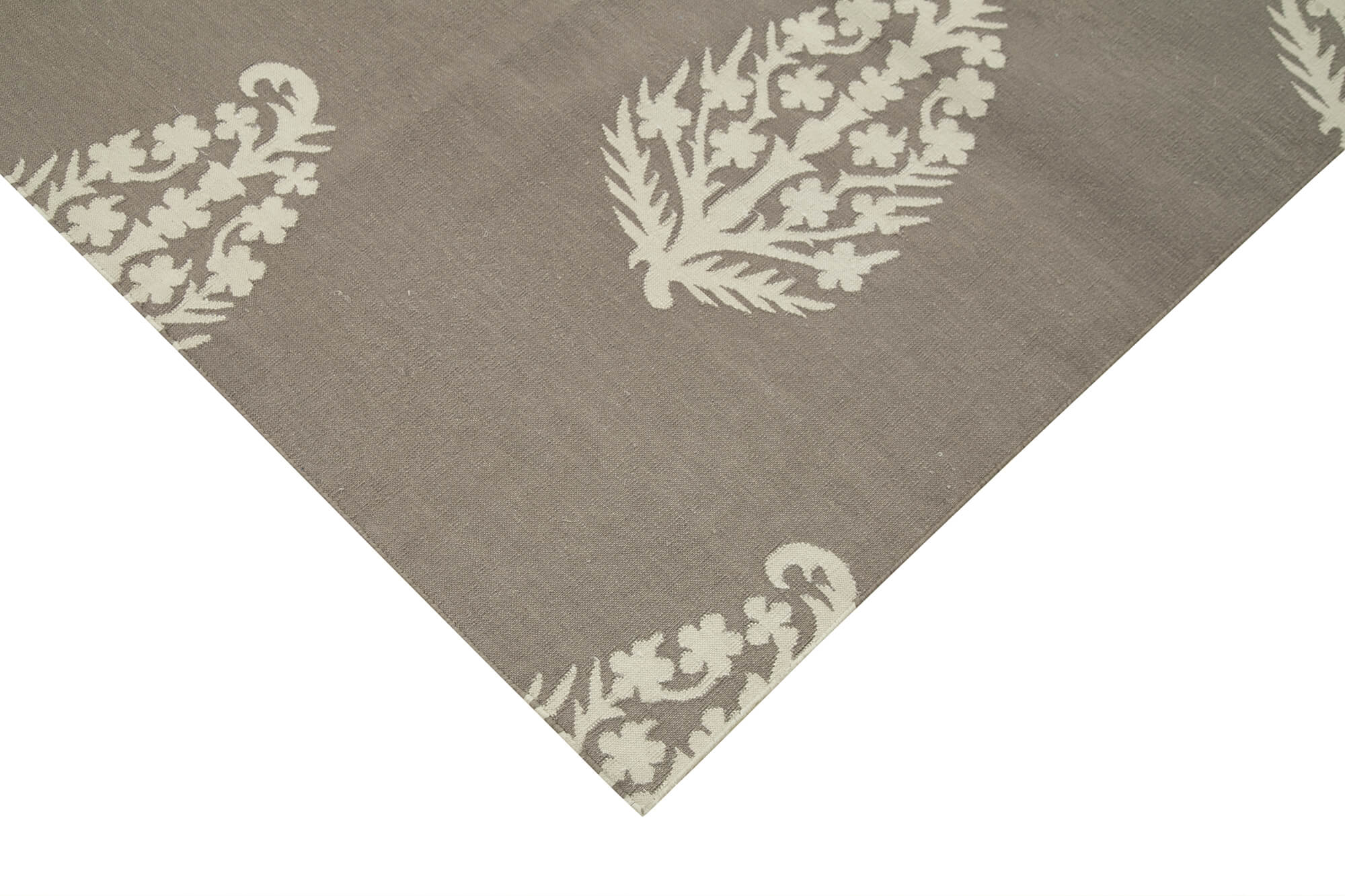 Handmade Area Rug - Brown Geometric Design Cotton Wool Rug 8'x10' Durable Floor Covering