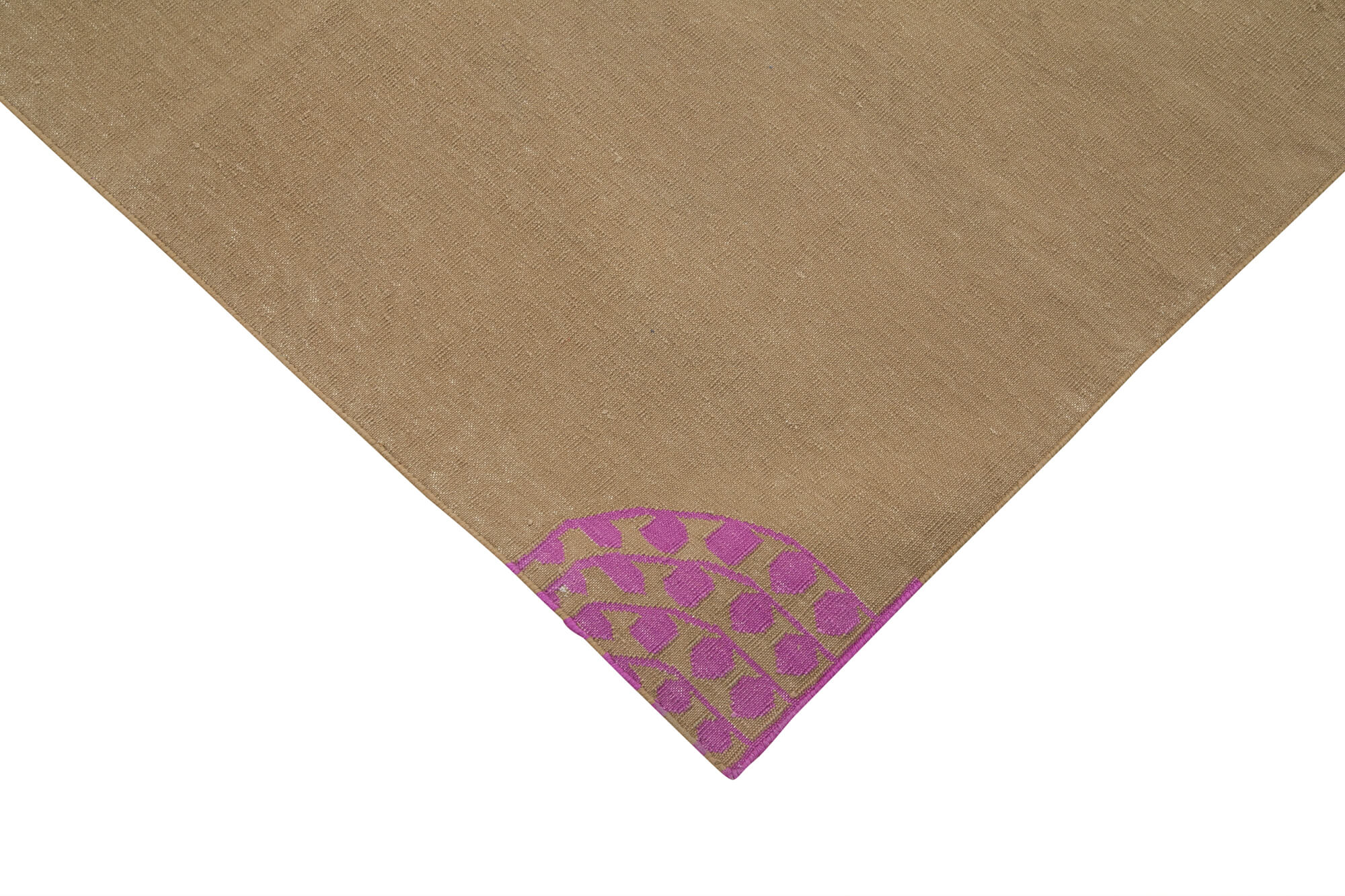 Handmade Wool Area Rug - Brown Geometric Cotton Wool Blend Rug 5'6''x3'7''
