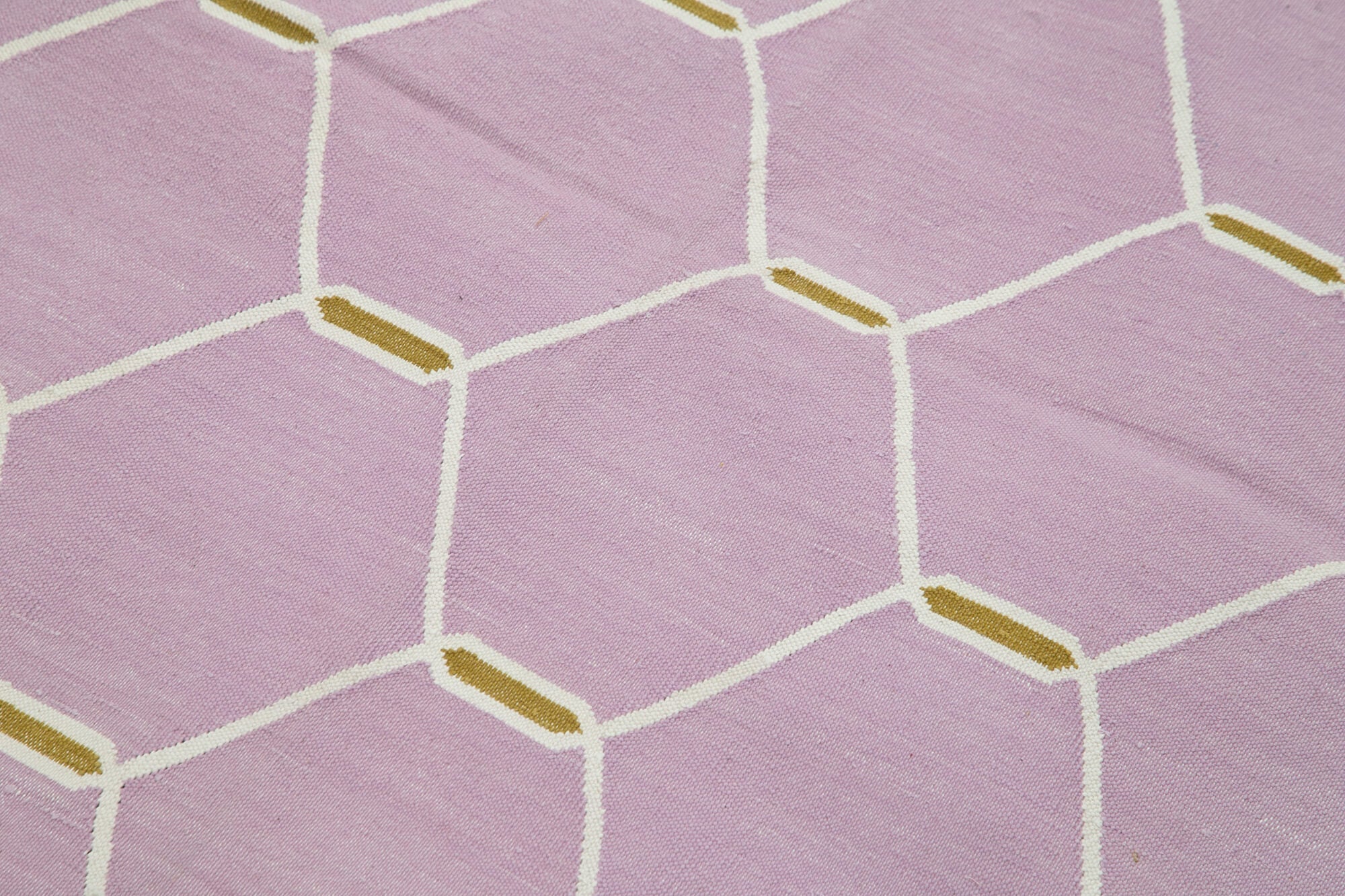 Handmade Area Rug – Pink Geometric Cotton Wool Durable Carpet 5'8''x3'7''