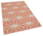 Handmade Area Rug – Orange Geometric Cotton Wool Rug | Turkish Handwoven Carpet 3'7''x5'5''