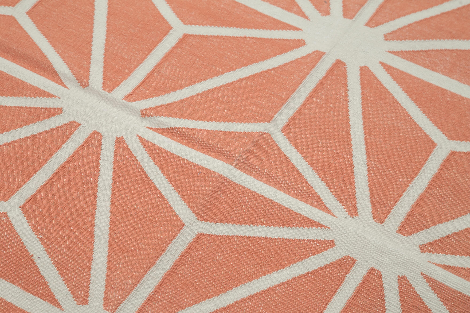 Handmade Area Rug – Orange Geometric Cotton Wool Rug | Turkish Handwoven Carpet 3'7''x5'5''