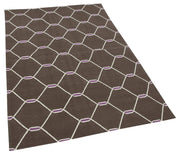 Handmade Area Rug – Brown Geometric Cotton Wool Rug, Soft Durable Floor Covering 3'7''x5'7''