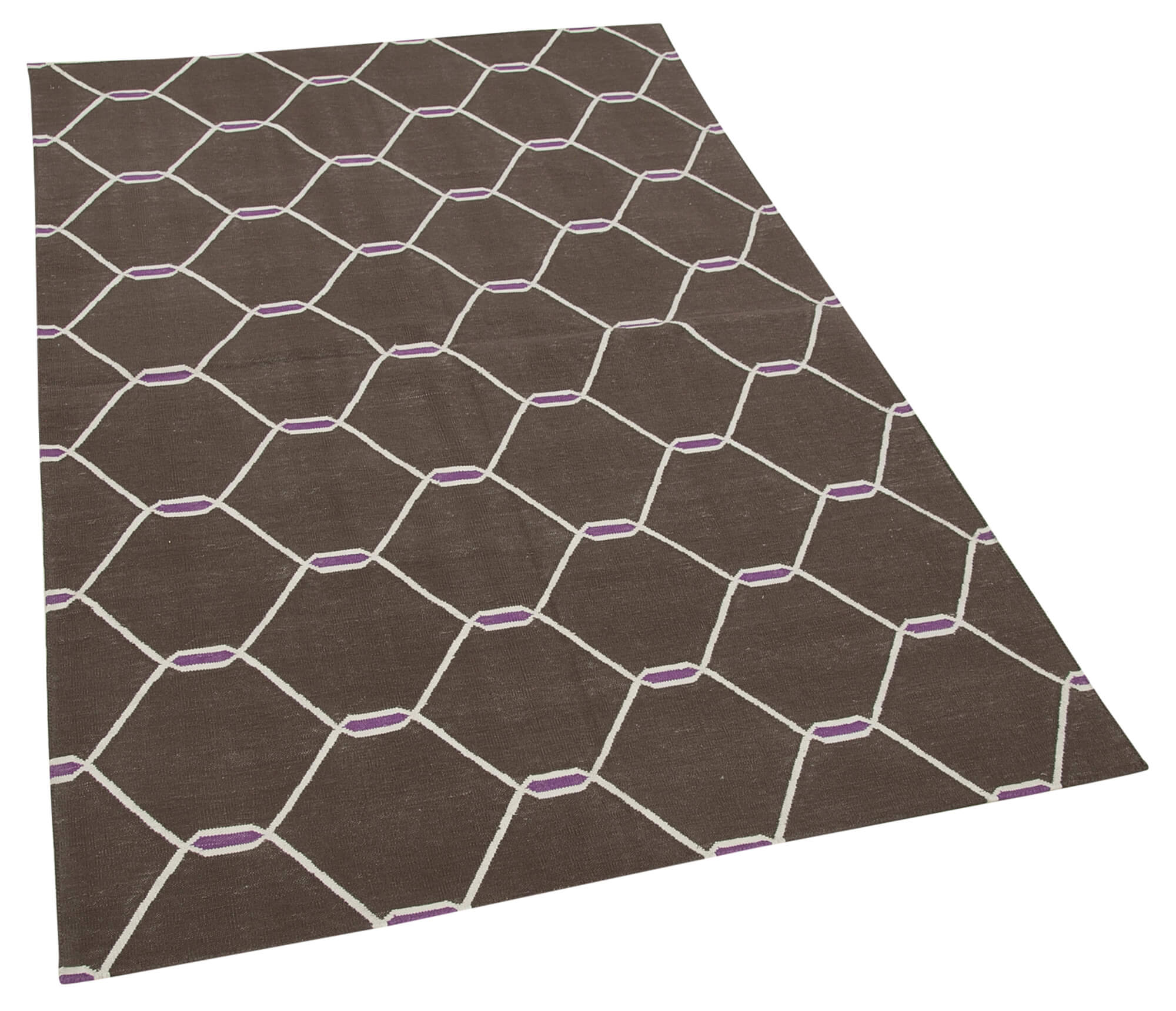 Handmade Area Rug – Brown Geometric Cotton Wool Rug, Soft Durable Floor Covering 3'7''x5'7''