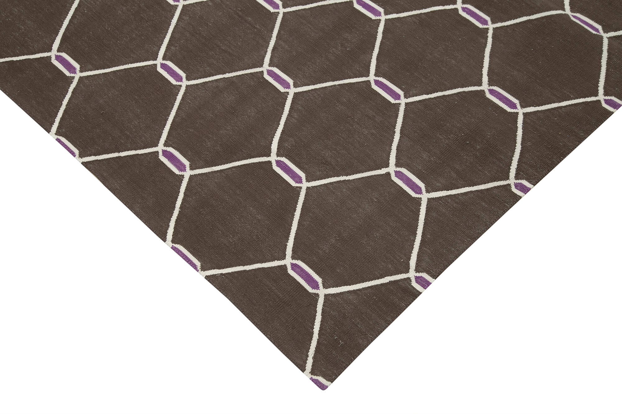 Handmade Area Rug – Brown Geometric Cotton Wool Rug, Soft Durable Floor Covering 3'7''x5'7''