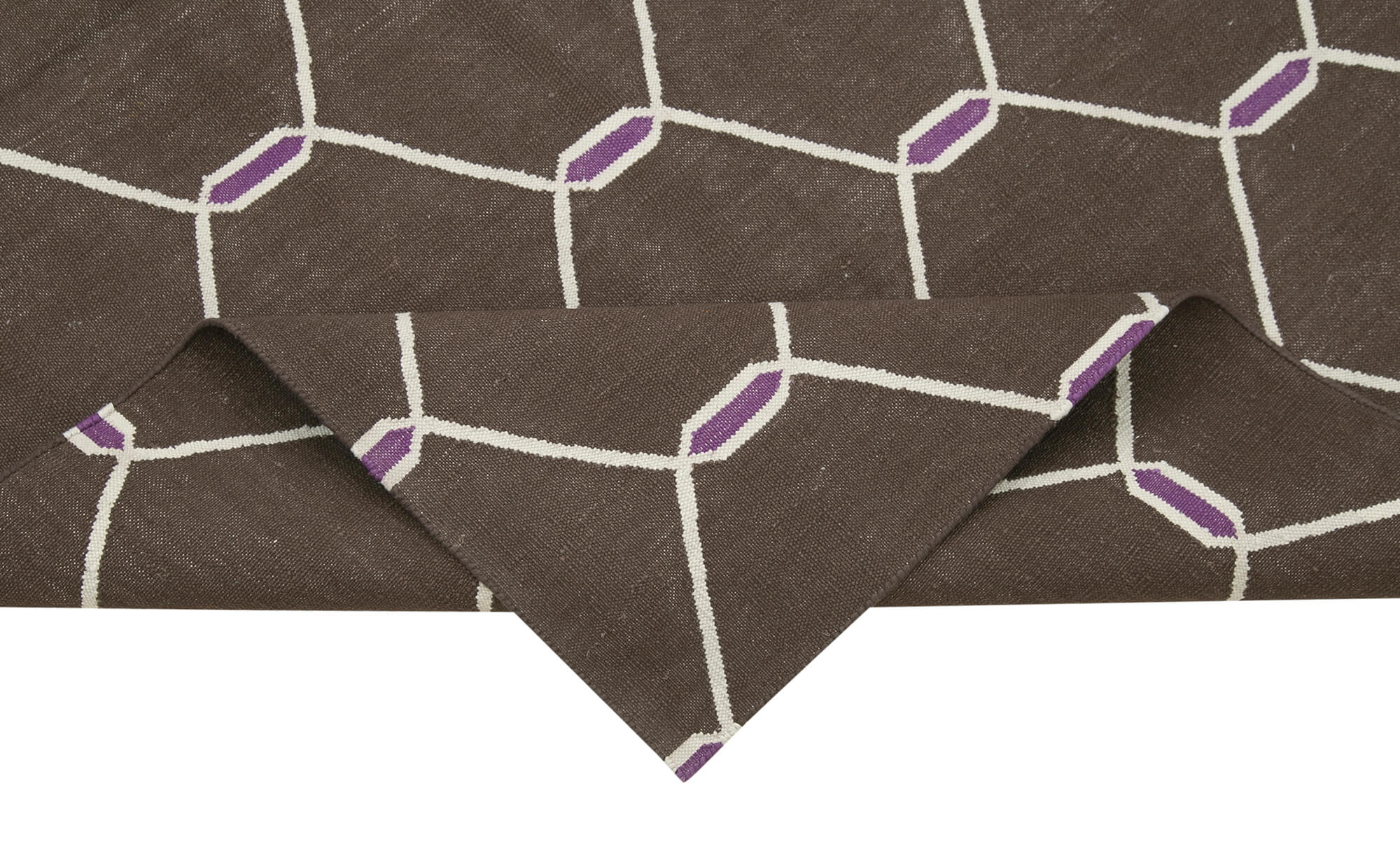 Handmade Area Rug – Brown Geometric Cotton Wool Rug, Soft Durable Floor Covering 3'7''x5'7''